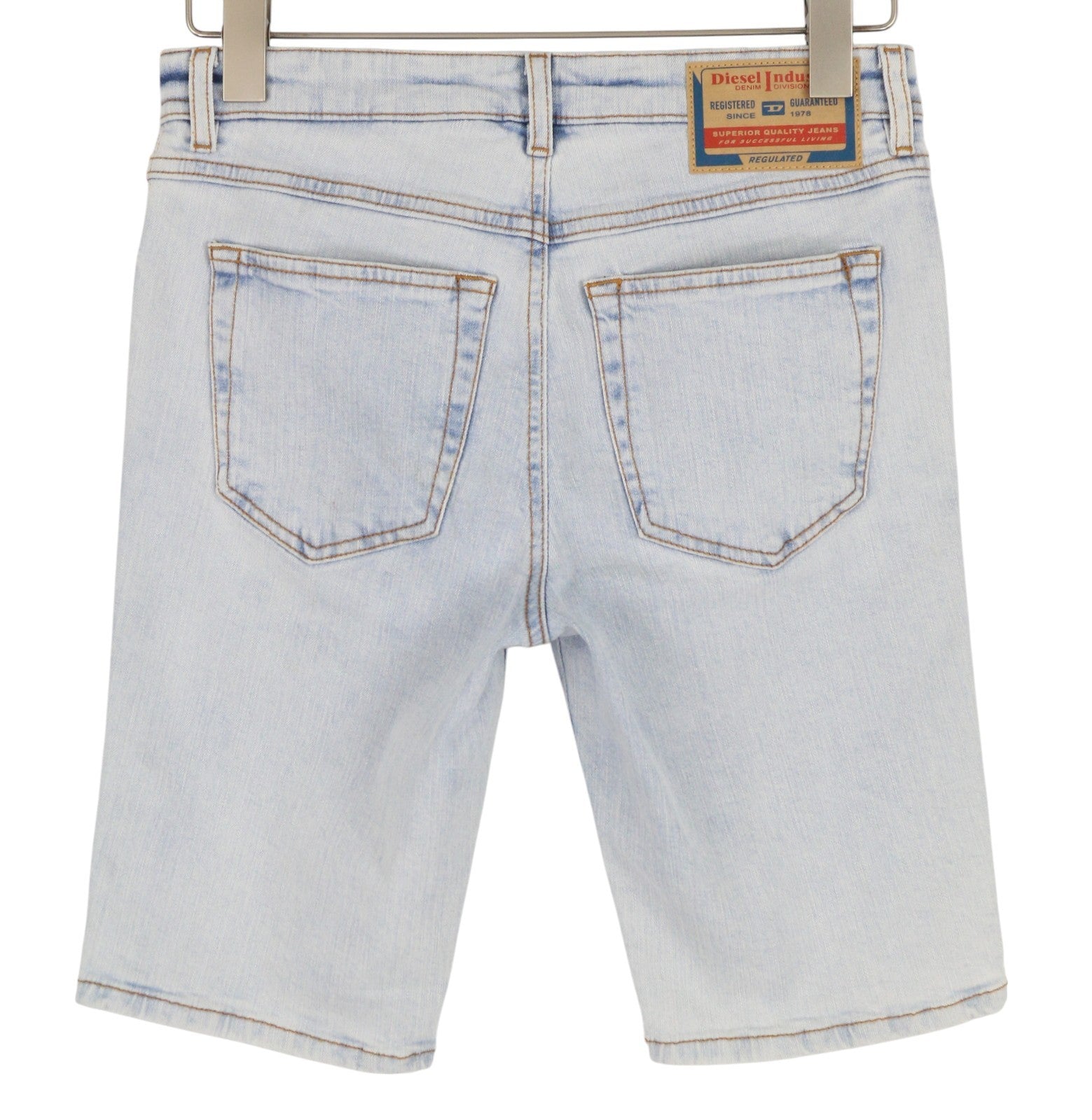 DIESEL De-Ginny 0EGAH Women Shorts W26 Denim Blue Fade Effect Zipper RRP€150