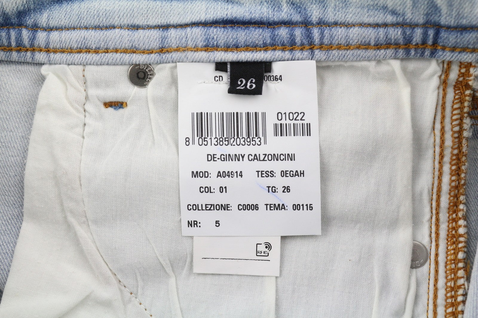 DIESEL De-Ginny 0EGAH Women Shorts W26 Denim Blue Fade Effect Zipper RRP€150