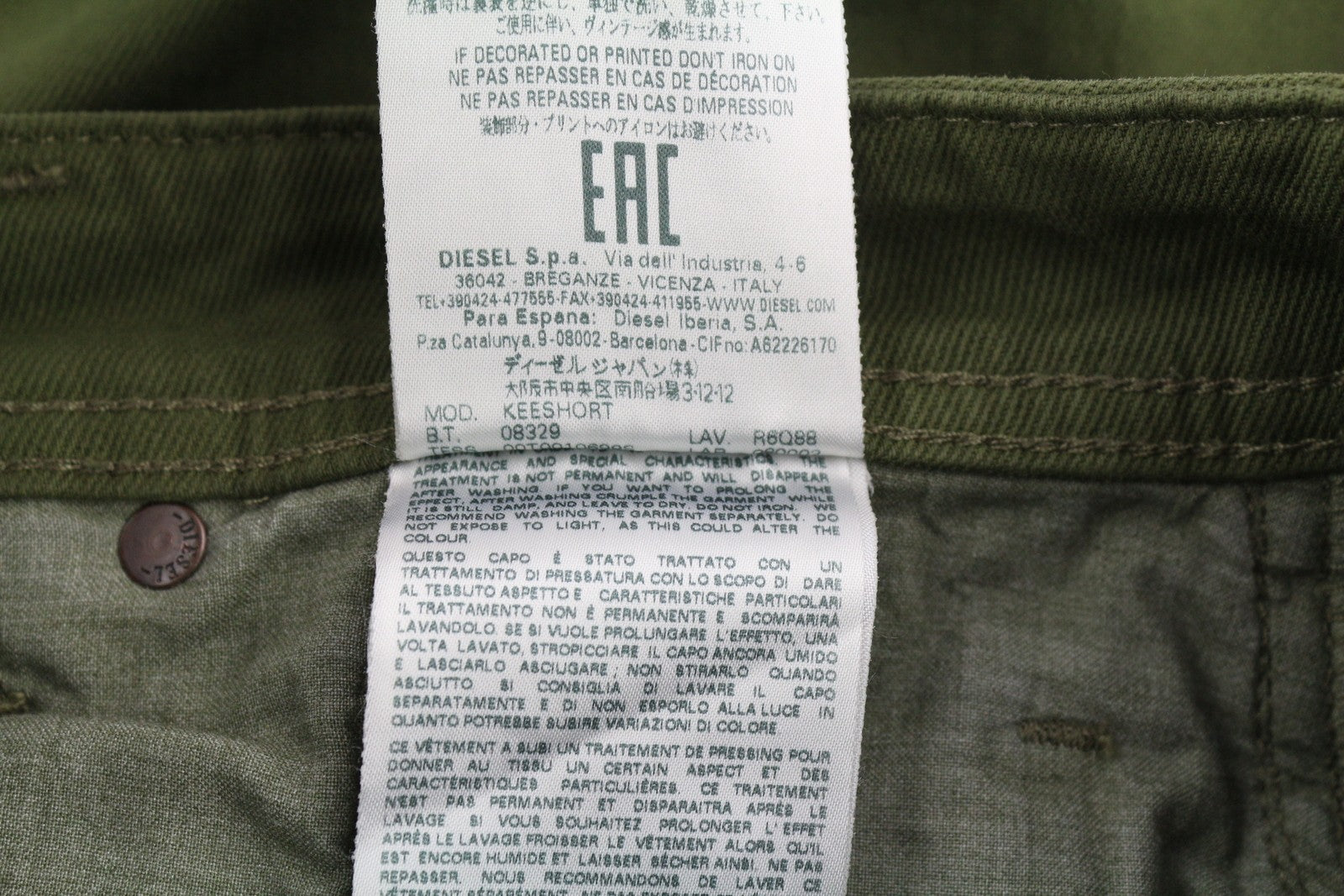 DIESEL Keeshort R6Q88 Men Shorts W29 Denim Green Bermuda Stretchy RRP€100