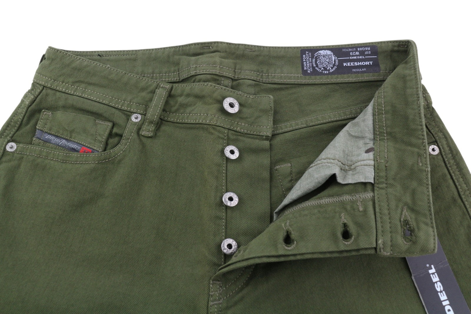 DIESEL Keeshort R6Q88 Men Shorts W29 Denim Green Bermuda Stretchy RRP€100