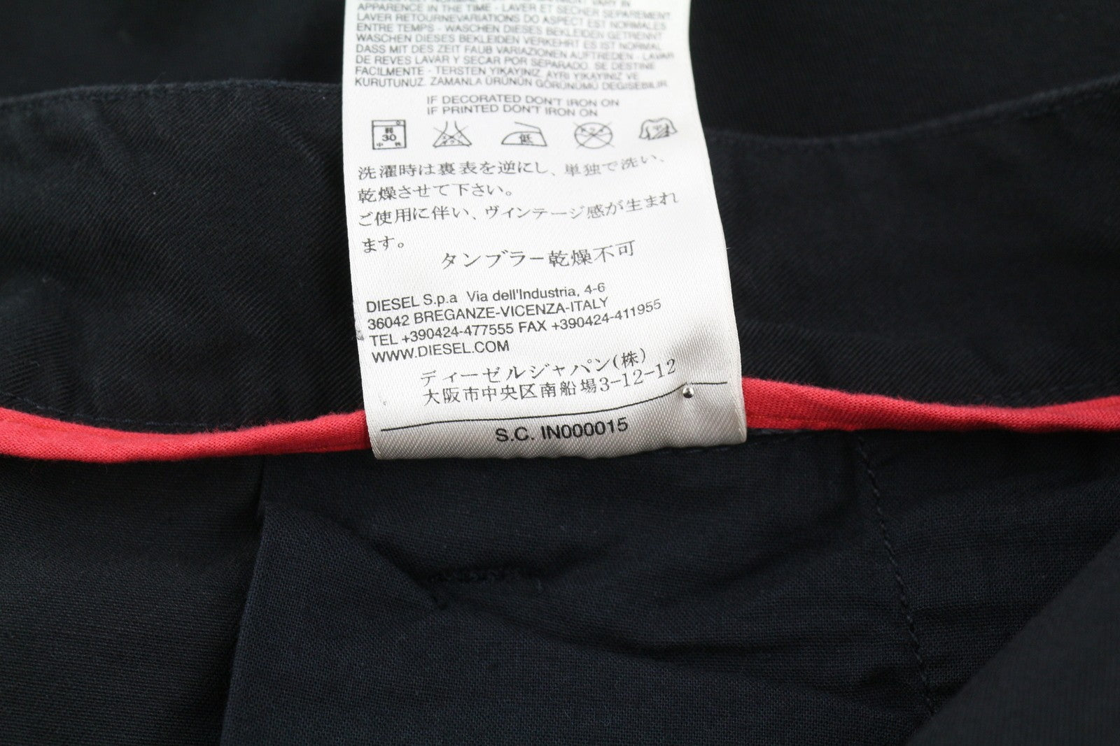 DIESEL Pertold Men Shorts W30 55DSL Chino Black Zip Fly Pockets Logo Casual