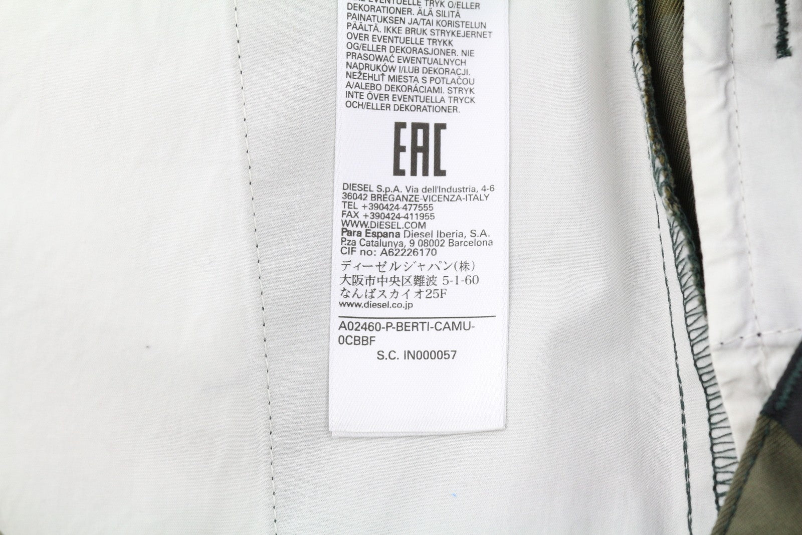 DIESEL P-Berti-Camu Men Shorts W32 Chino Camouflage Zip Fly Pockets RRP€125