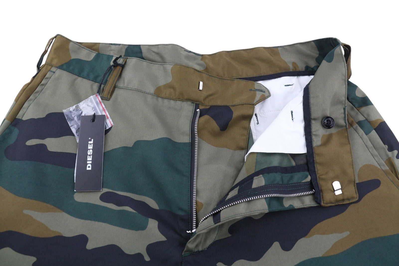 DIESEL P-Berti-Camu Men Shorts W32 Chino Camouflage Zip Fly Pockets RRP€125