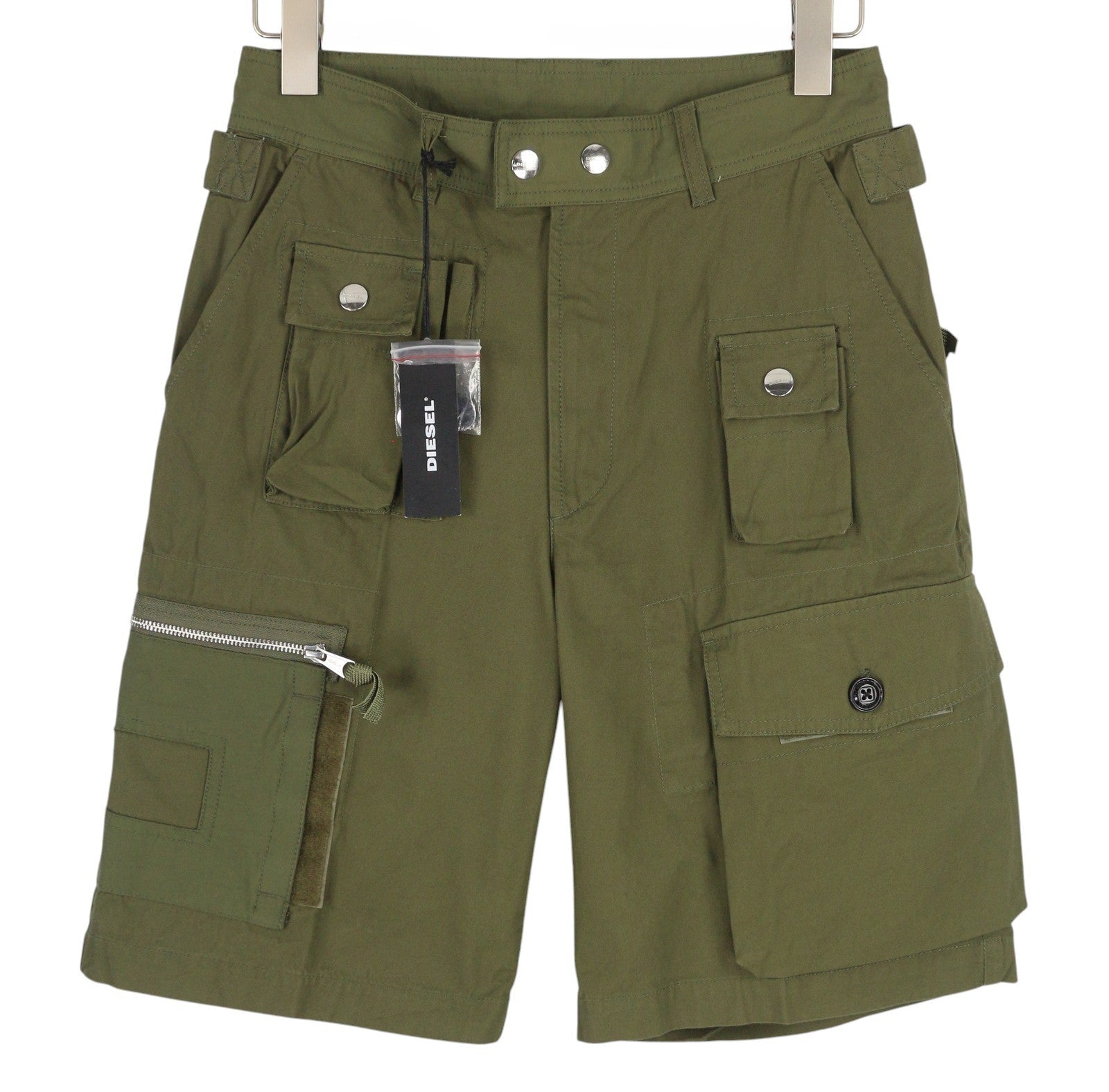 DIESEL P-Cyan Men Shorts W28 Military Green Cargo Patch Pockets RRP€100