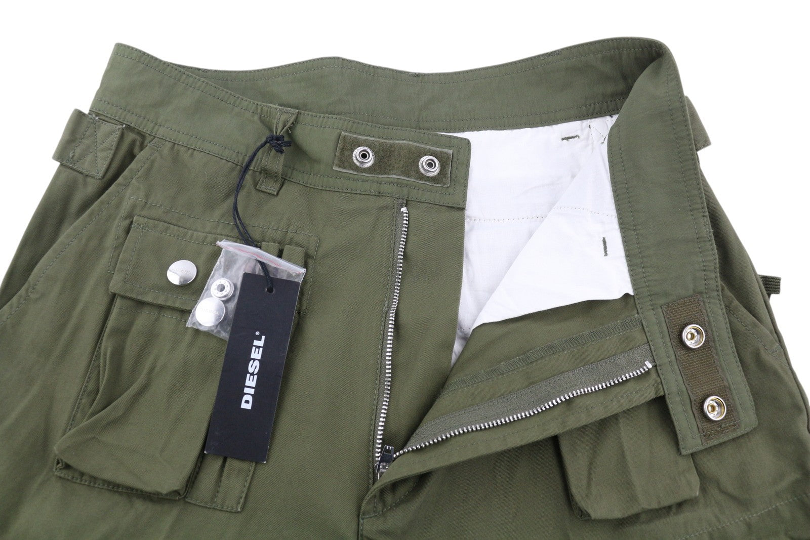 DIESEL P-Cyan Men Shorts W28 Military Green Cargo Patch Pockets RRP€100