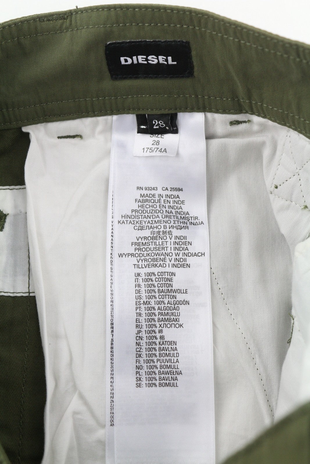 DIESEL P-Cyan Men Shorts W28 Military Green Cargo Patch Pockets RRP€100