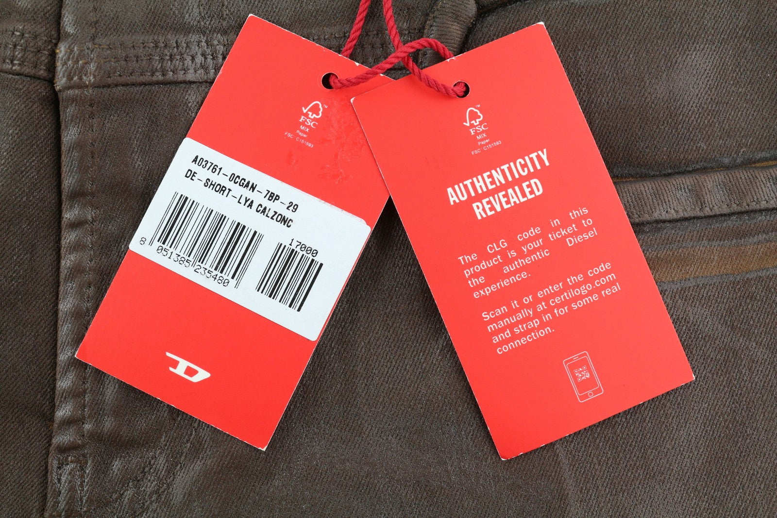 DIESEL De-Short-Lya 0CGAN Women Shorts W29 Brown Coated Shiny Denim RRP€295