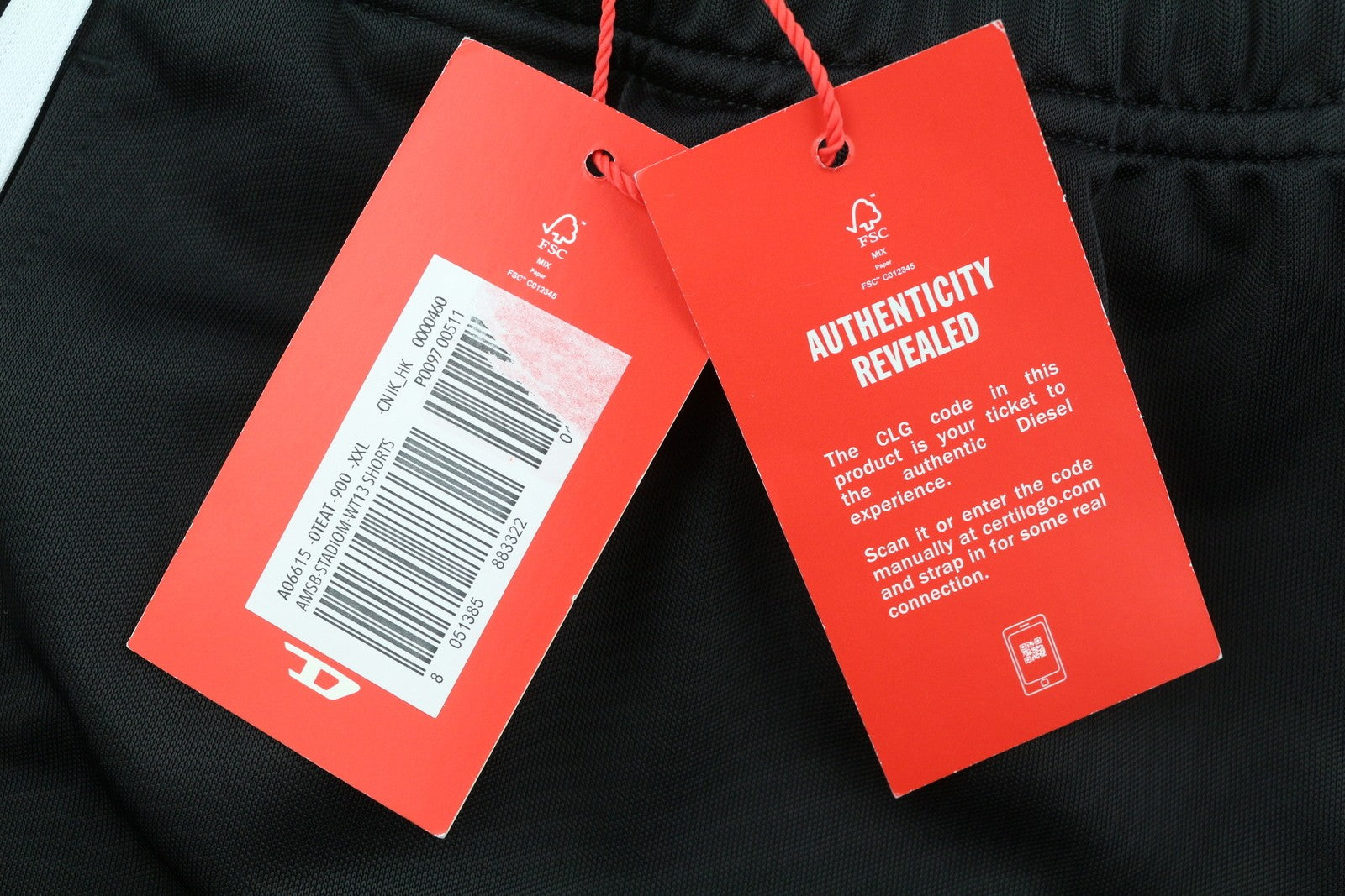 DIESEL Amsb-Stadiom-WT13 Men Shorts 2XL 55DSL Sport Track Black RRP100