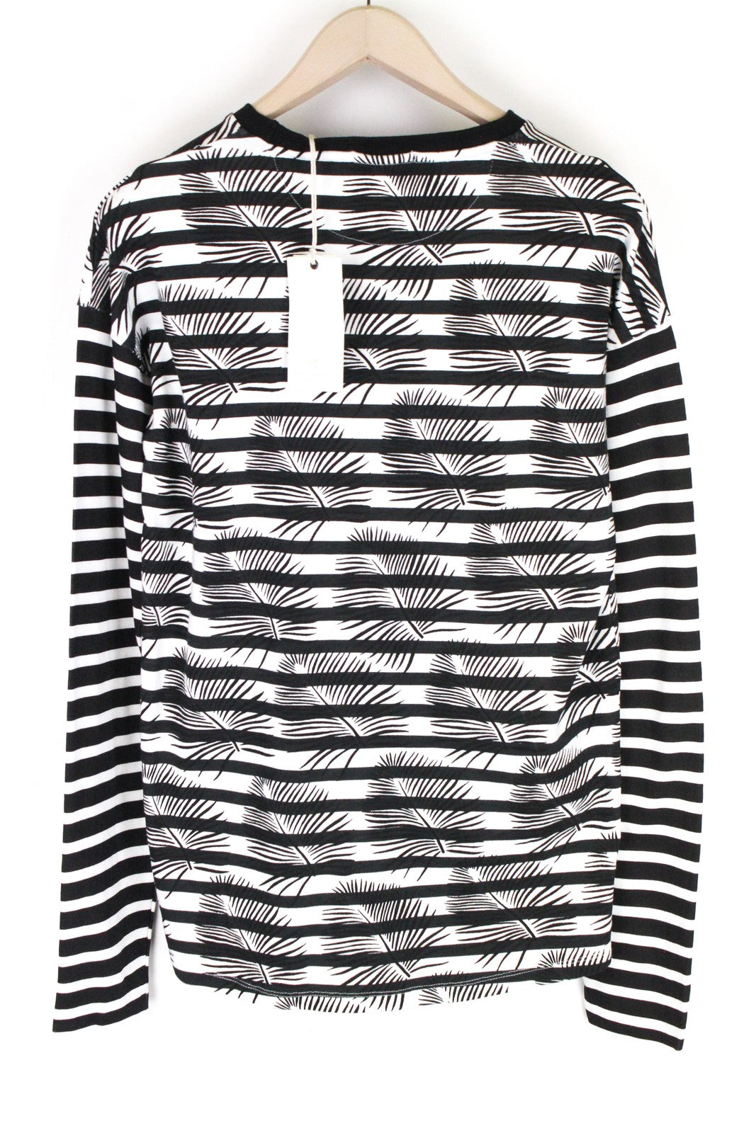 SCOTCH & SODA Ams Couture Men's Black White Cotton Striped Anti Fit Tee M