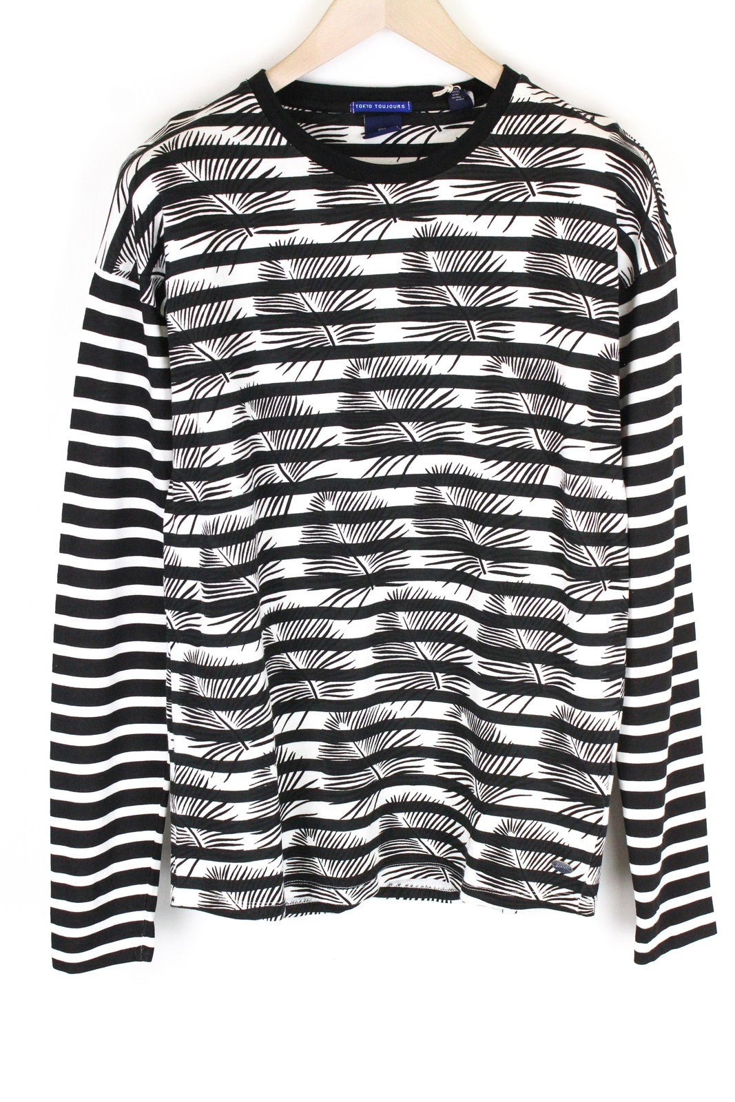 SCOTCH & SODA Ams Couture Men's M Black White Striped Anti Fit Pure Cotton Tee