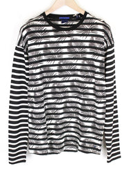 SCOTCH & SODA Ams Couture Men's M Black White Striped Anti Fit Pure Cotton Tee