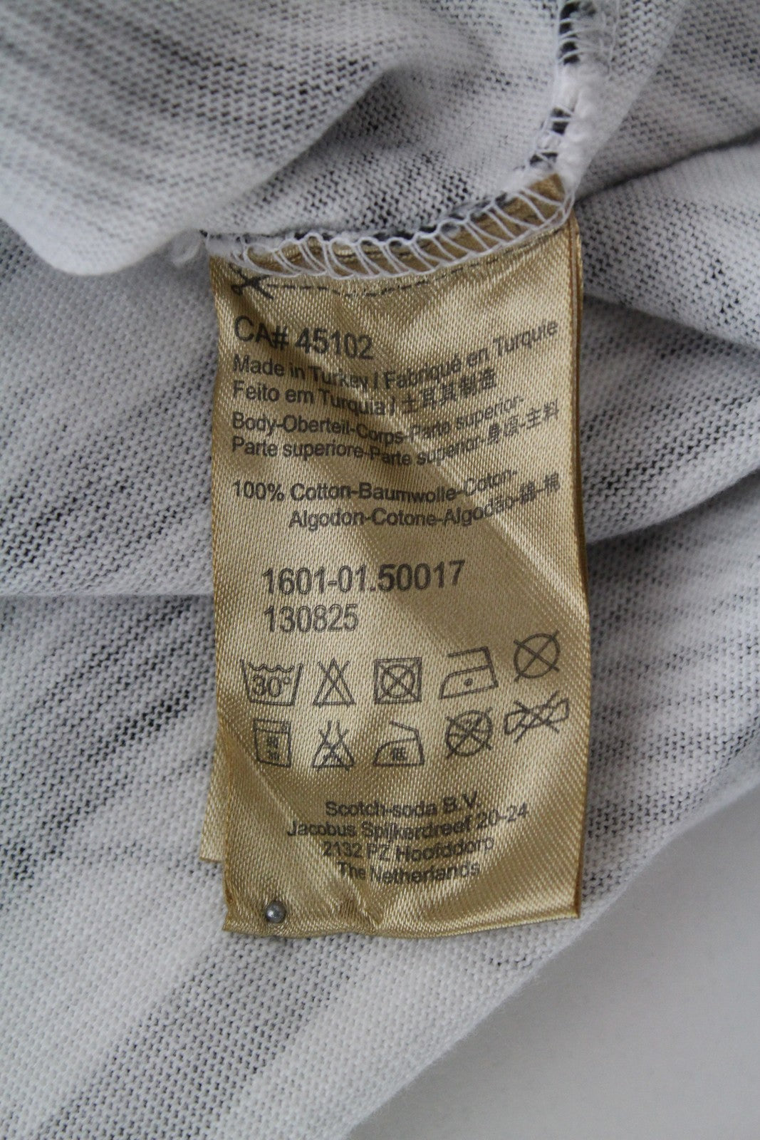 SCOTCH & SODA Ams Couture Men's M Black White Striped Anti Fit Pure Cotton Tee