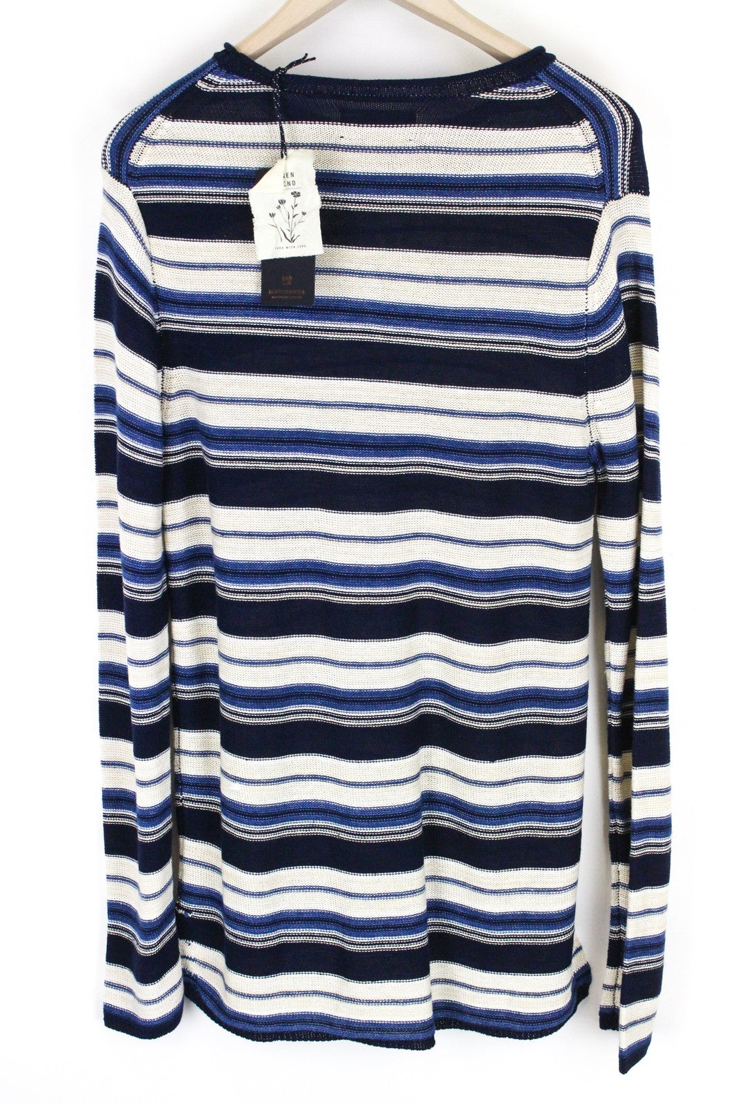 SCOTCH & SODA Ams Couture Men's Striped Linen Blend Pullover Sweatshirt ~S Blue