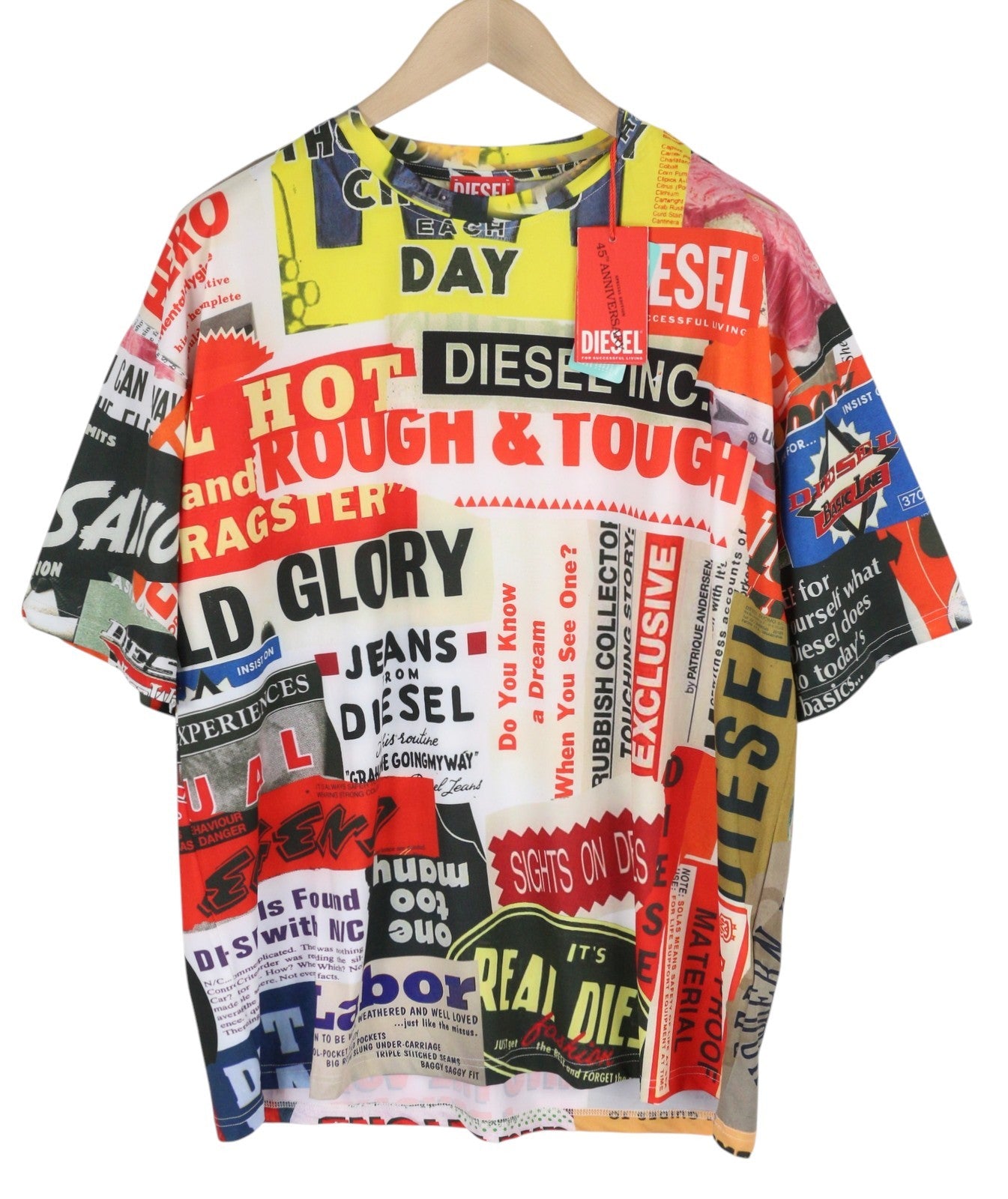 DIESEL Ann45-T-Boxt Men T-Shirt L RRP€125 Colourful Patterned Crew Neck*