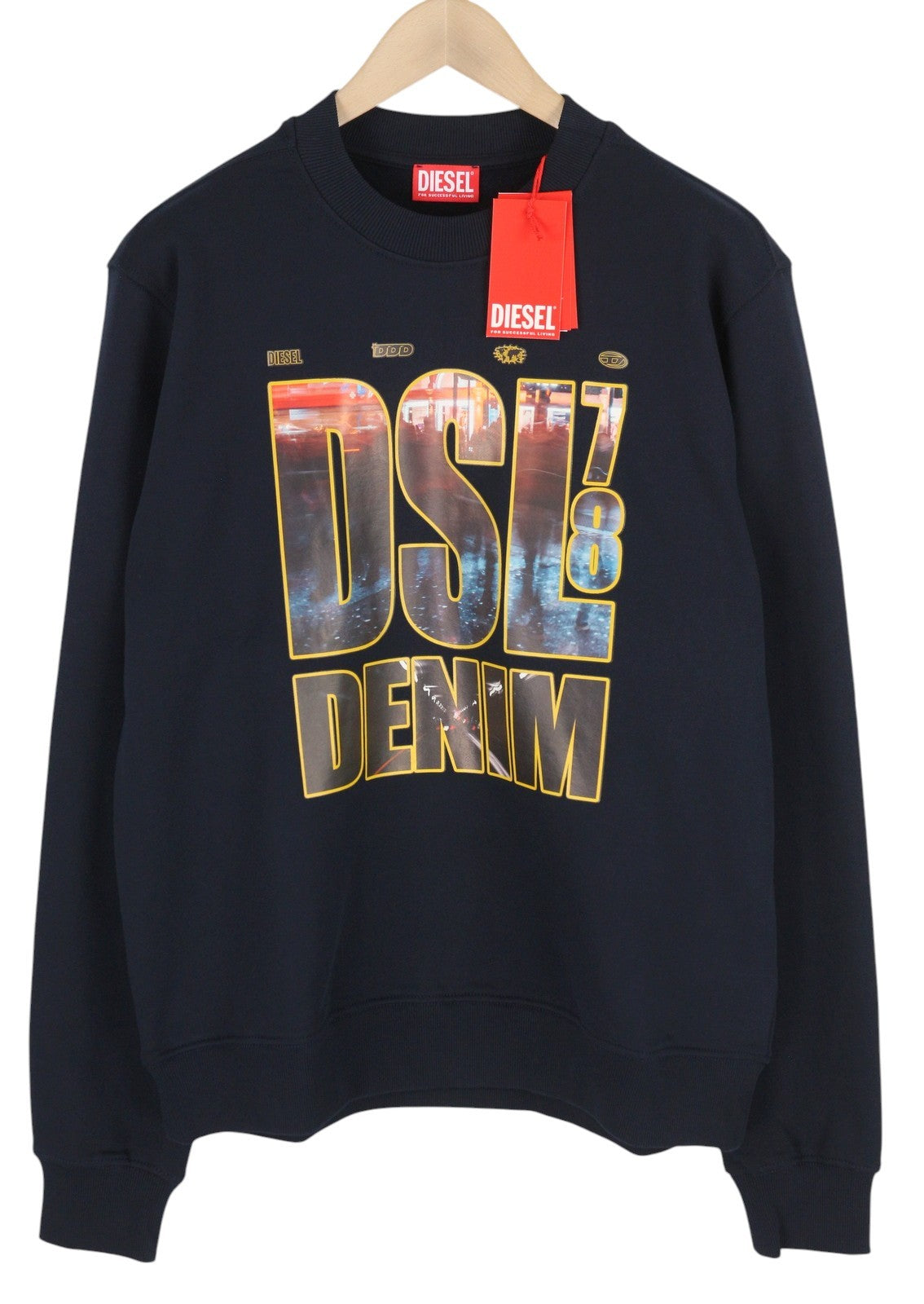 DIESEL S-Ginn-L3 Men Sweatshirt M Dark Blue Pullover Crew Neck RRP€150