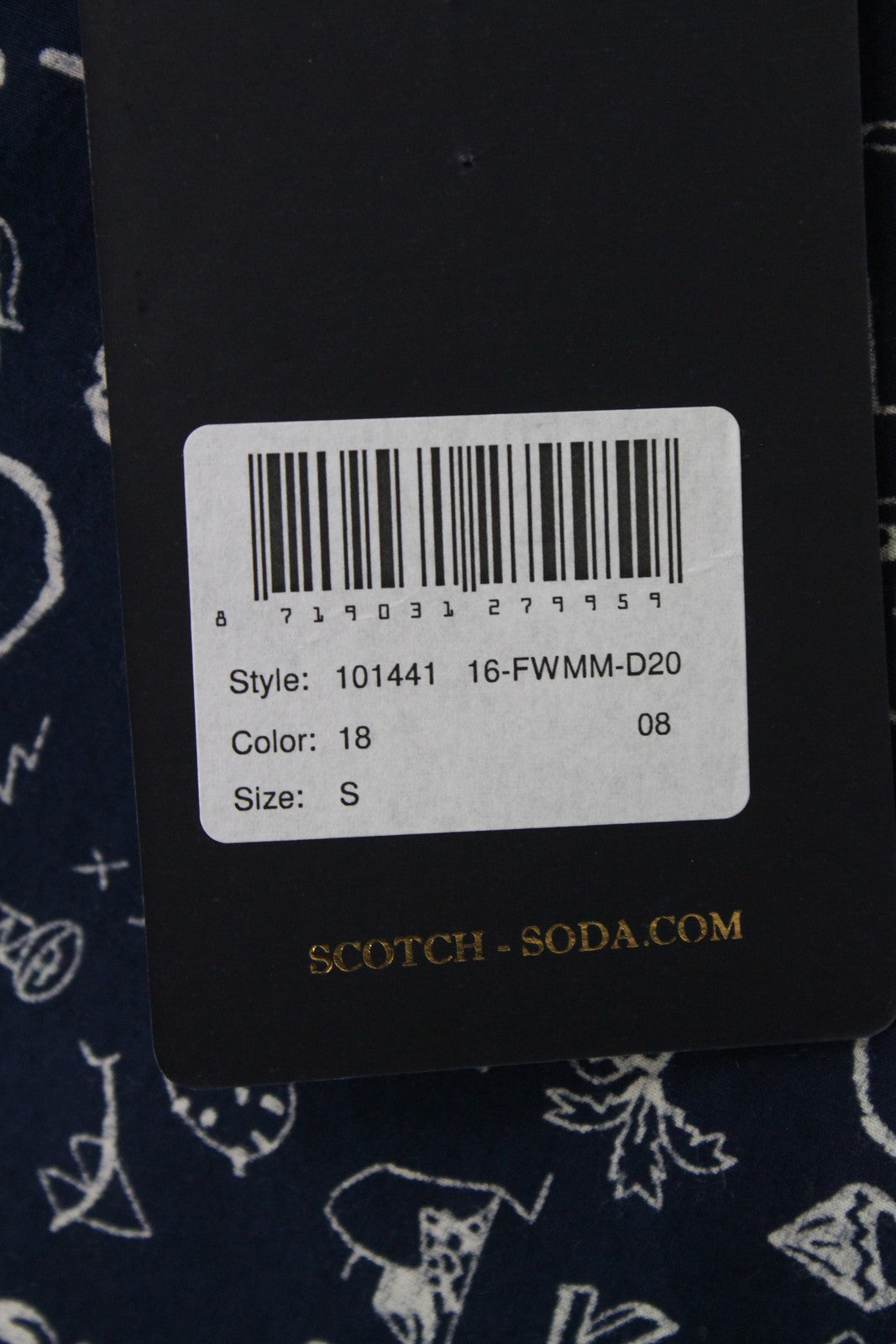 SCOTCH & SODA Ams Couture Men's S Navy Patterned Pure Cotton Long Sleeve Shirt