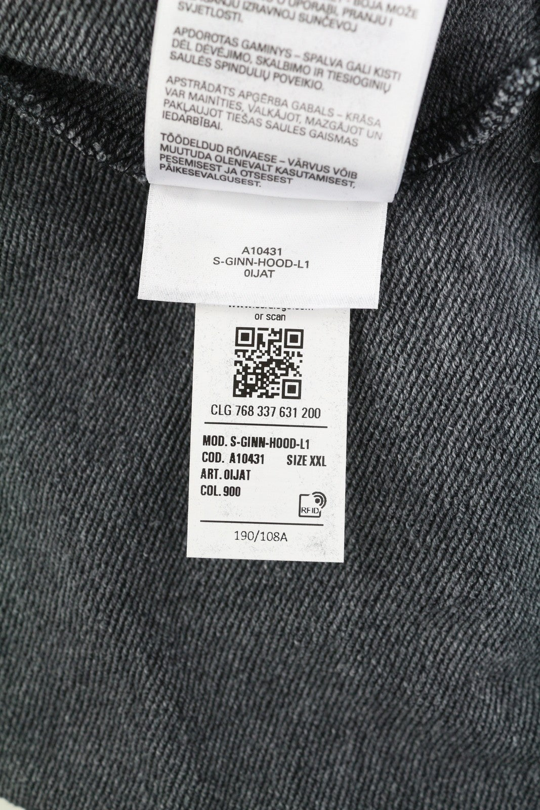 DIESEL S-Ginn-Hood-L1 Men Hoodie 2XL Grey Washed Pullover Kangaroo RRP€250