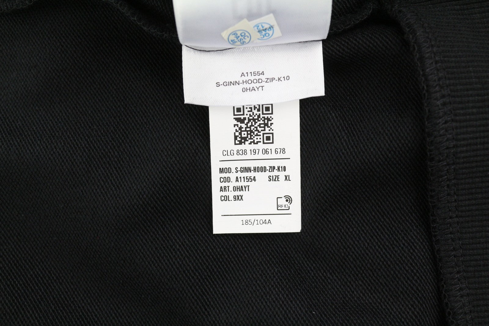 DIESEL S-Ginn-Hood-Zip-K10 Men Hoodie XL Black Full Zip Cotton Pockets RRP€160