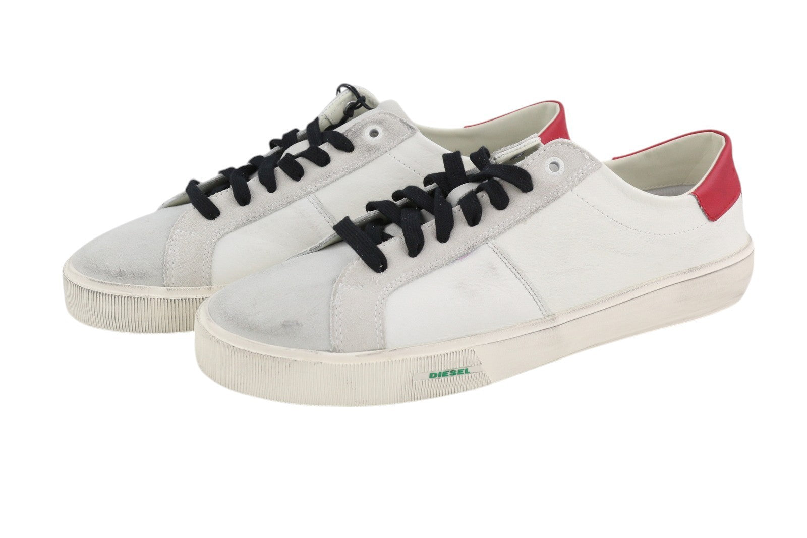 DIESEL S-Mydori Lc Men Sneakers EU46 White Leather Almond Toe Laced RRP€200