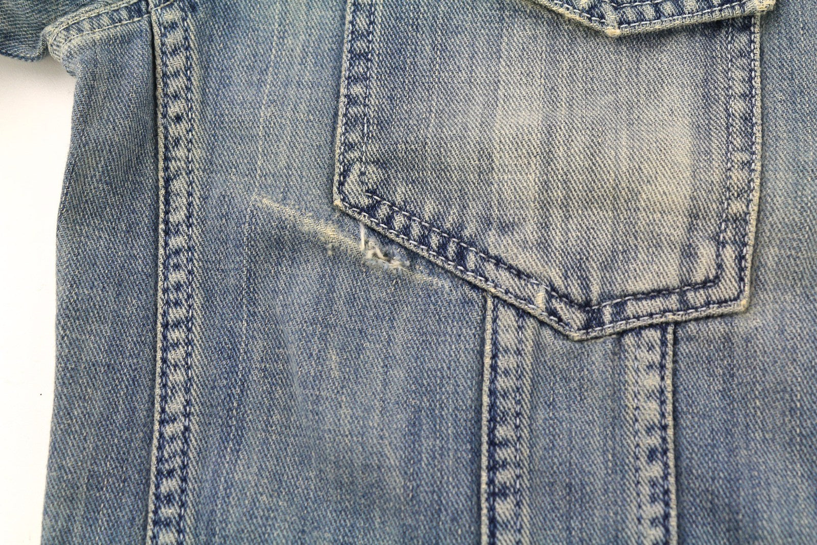 NUDIE JEANS Billy Men Jacket M Denim Light Shades Buttoned Aged Look Blue Logo