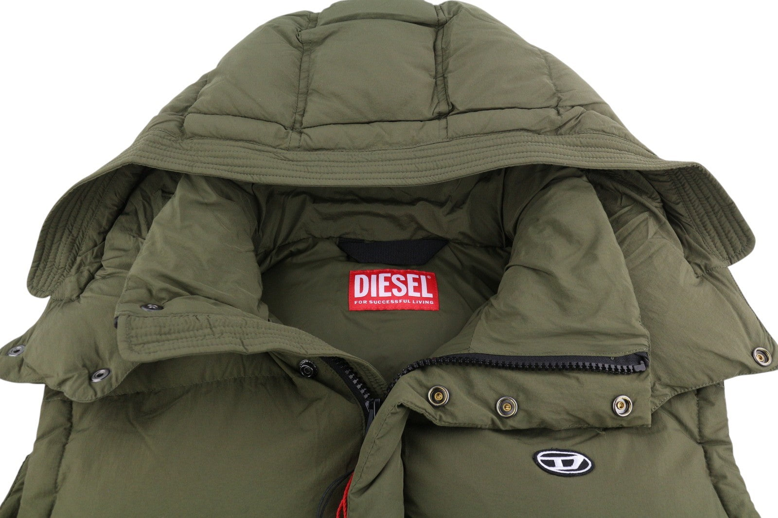 DIESEL W-Rolfys-SL-FD Men Waistcoat 48 M Khaki Removable Hood Insulated RRP€275