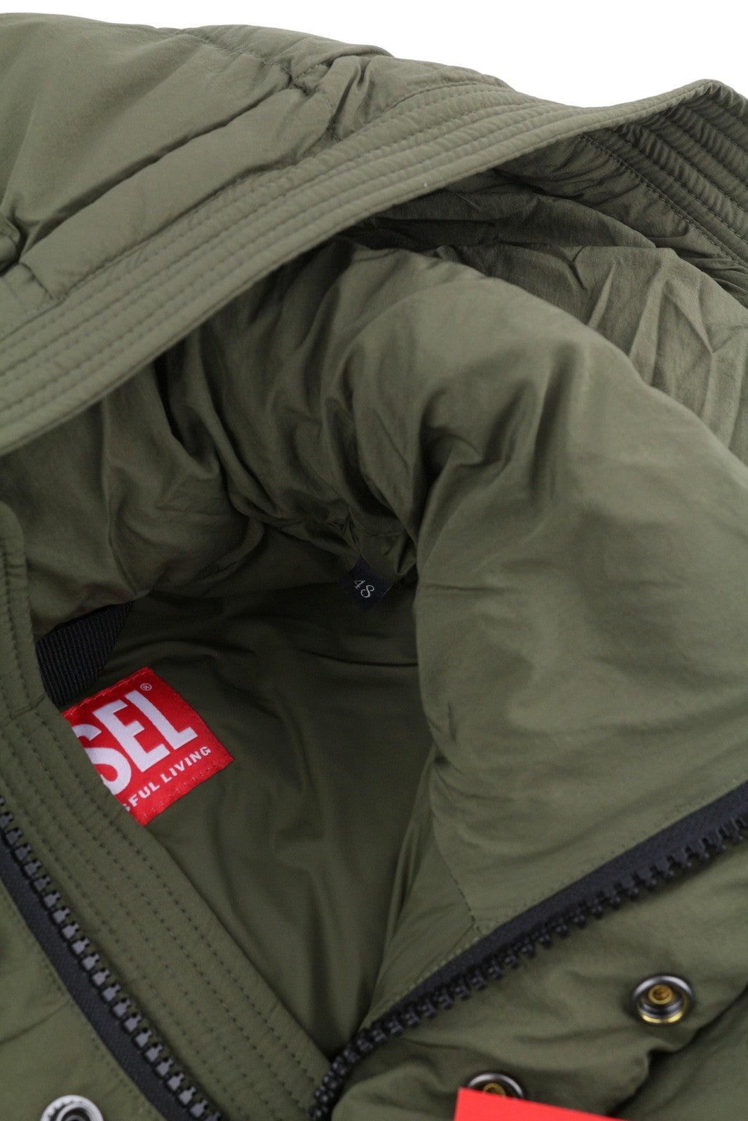 DIESEL W-Rolfys-SL-FD Men Waistcoat 48 M Khaki Removable Hood Insulated RRP€275