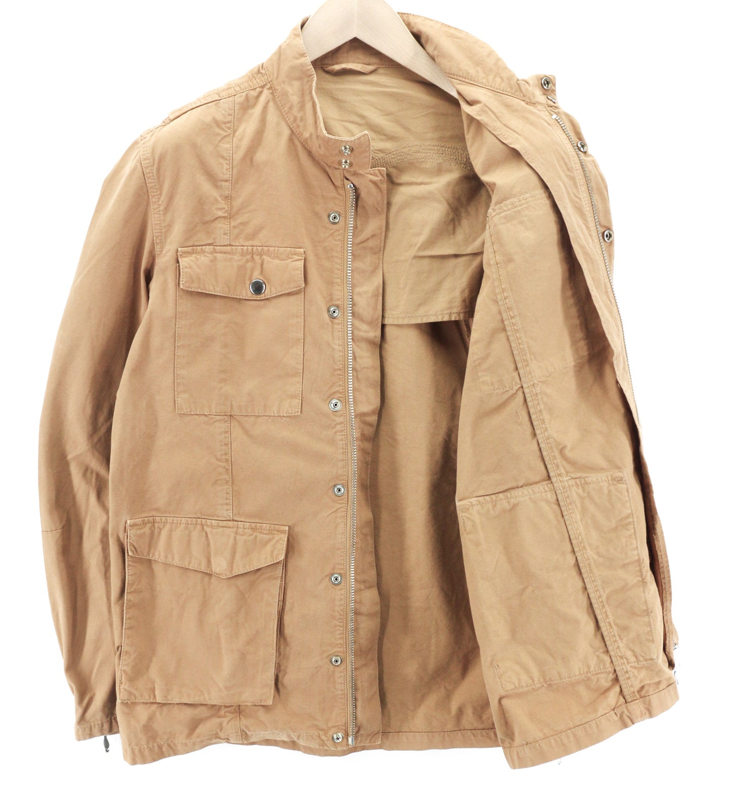 NUDIE JEANS Mick Men Jacket M Brown Patch Pockets Zipper Unlined Zip Cuff Logo