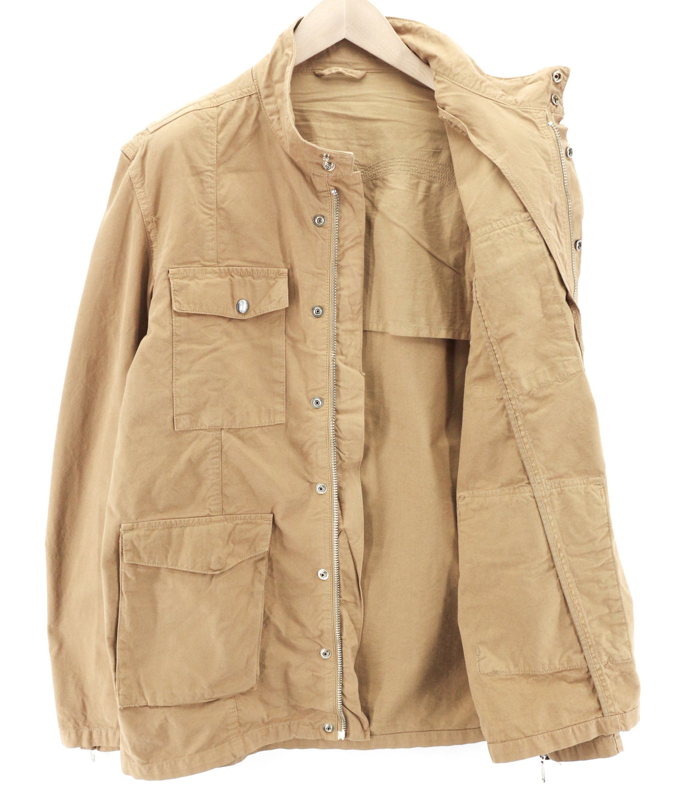 NUDIE JEANS Mick Men Jacket XL Brown Patch Pockets Zipper Unlined Zip Cuff Logo