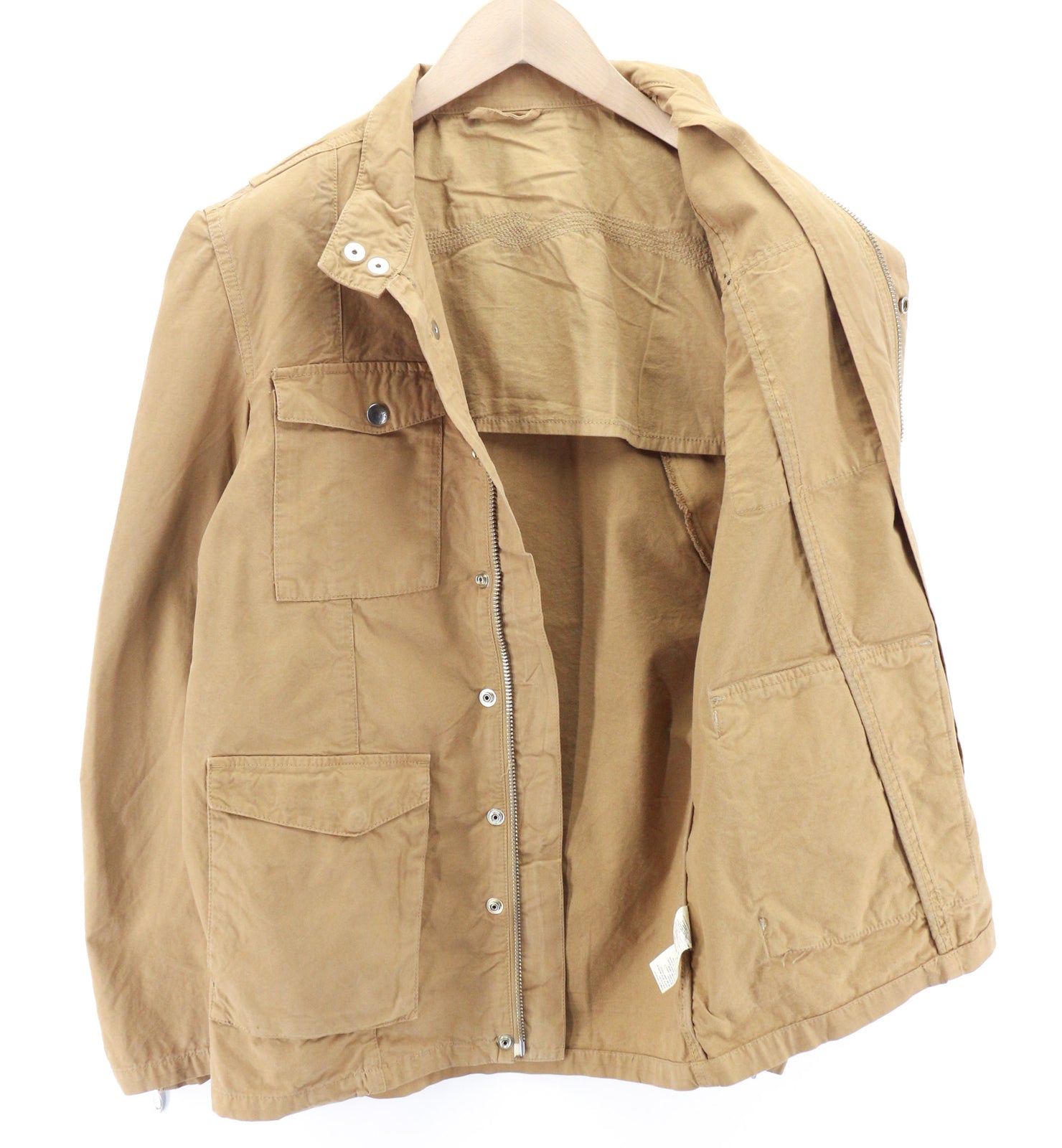 NUDIE JEANS Mick Men Jacket S Brown Patch Pockets Zipper Unlined Zip Cuff Logo