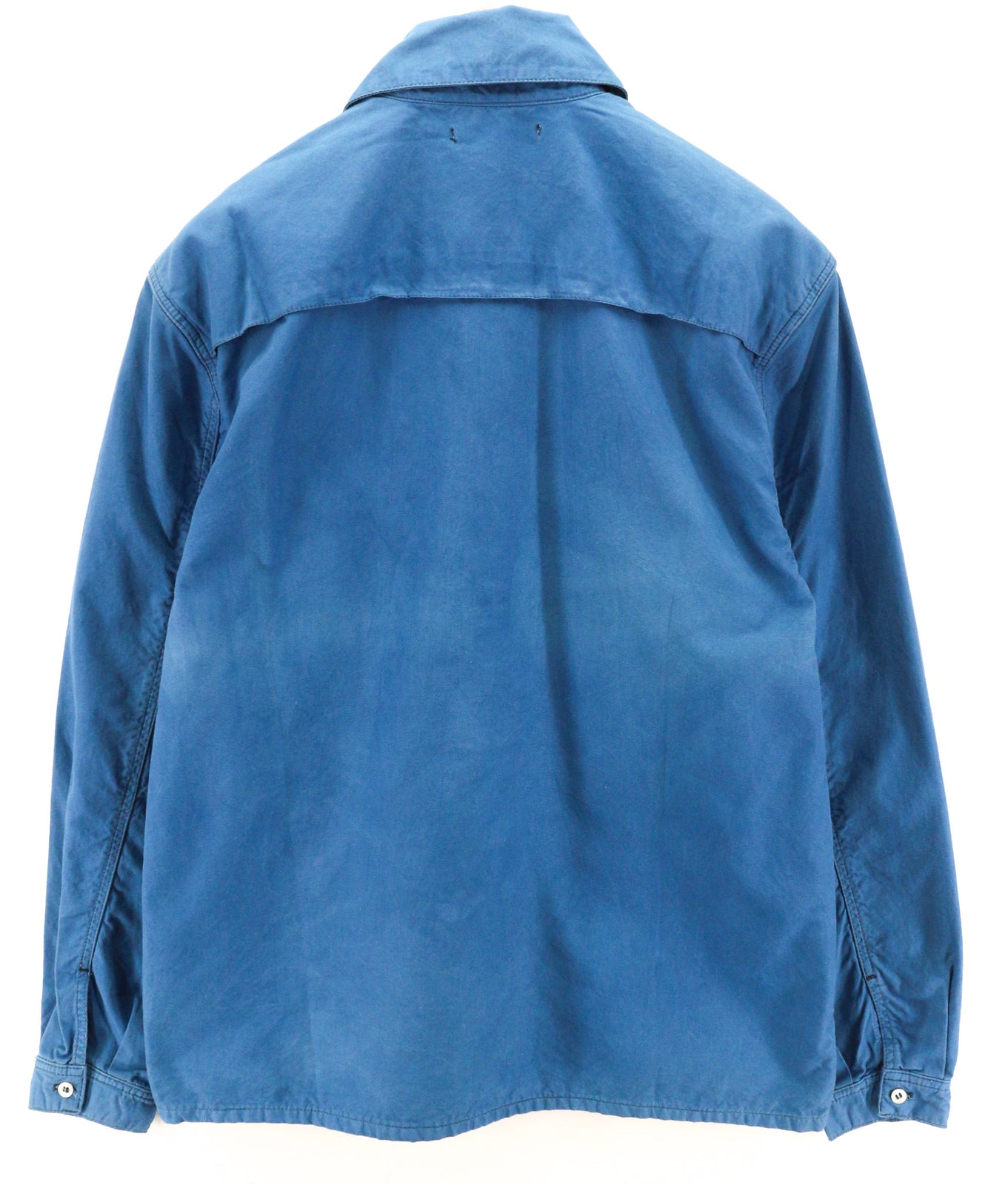 NUDIE JEANS Guado Men Shirt M Spread 1/4 Button Neck Pocket Logo Blue Pullover