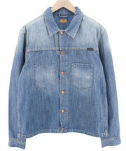 NUDIE JEANS Ronny Men Jacket 2XL Indigo Dungaree Logo Washed Buttoned Spread