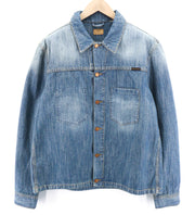 NUDIE JEANS Ronny Men Jacket 2XL Indigo Dungaree Blue Washed Buttoned Spread