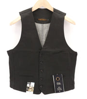 NUDIE JEANS Pal Men Vest M Dry Black Coated Buttoned Half Belt Unlined Dark