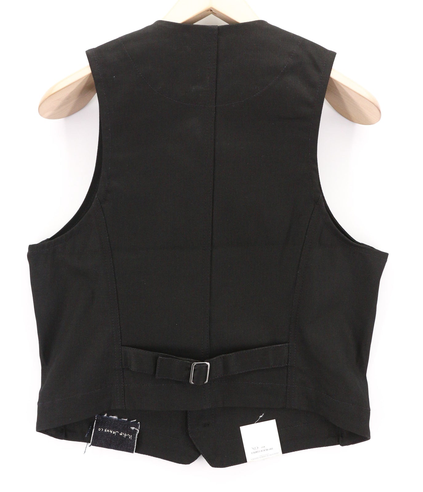 NUDIE JEANS Pal Men Vest M Dry Black Coated Buttoned Half Belt Unlined Dark