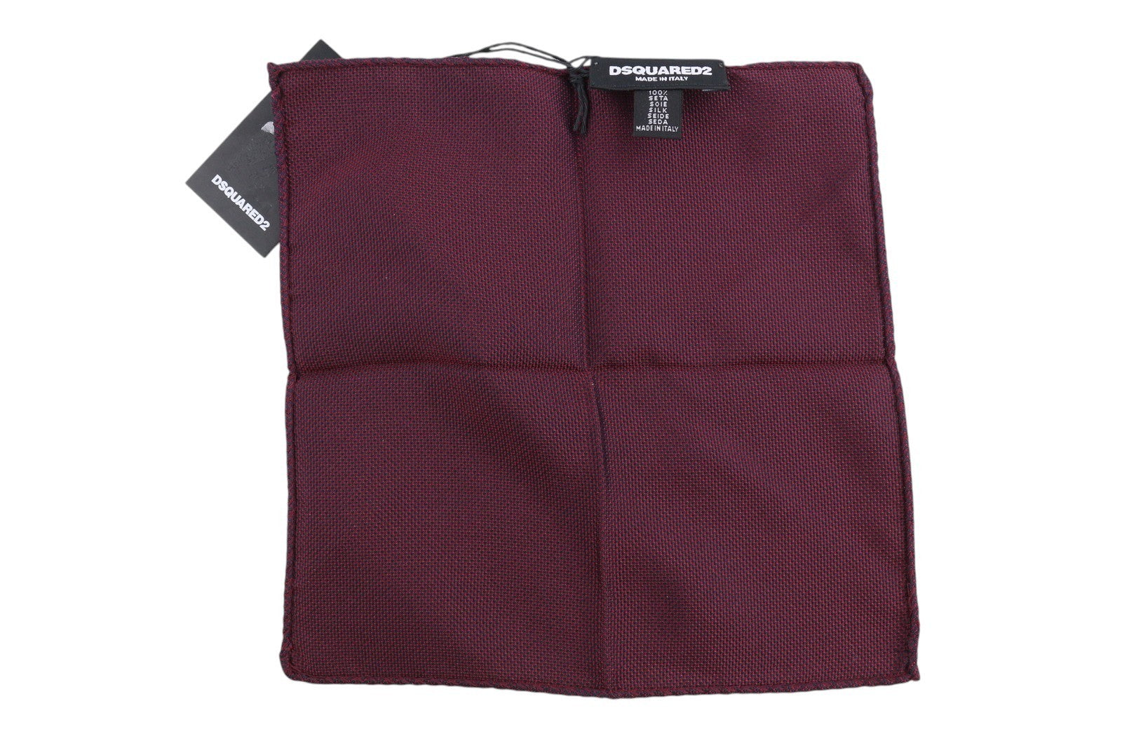 DSQUARED2 Men Handkerchief 20 x 20 CM Burgundy Silk RRP€199 Pocket Square