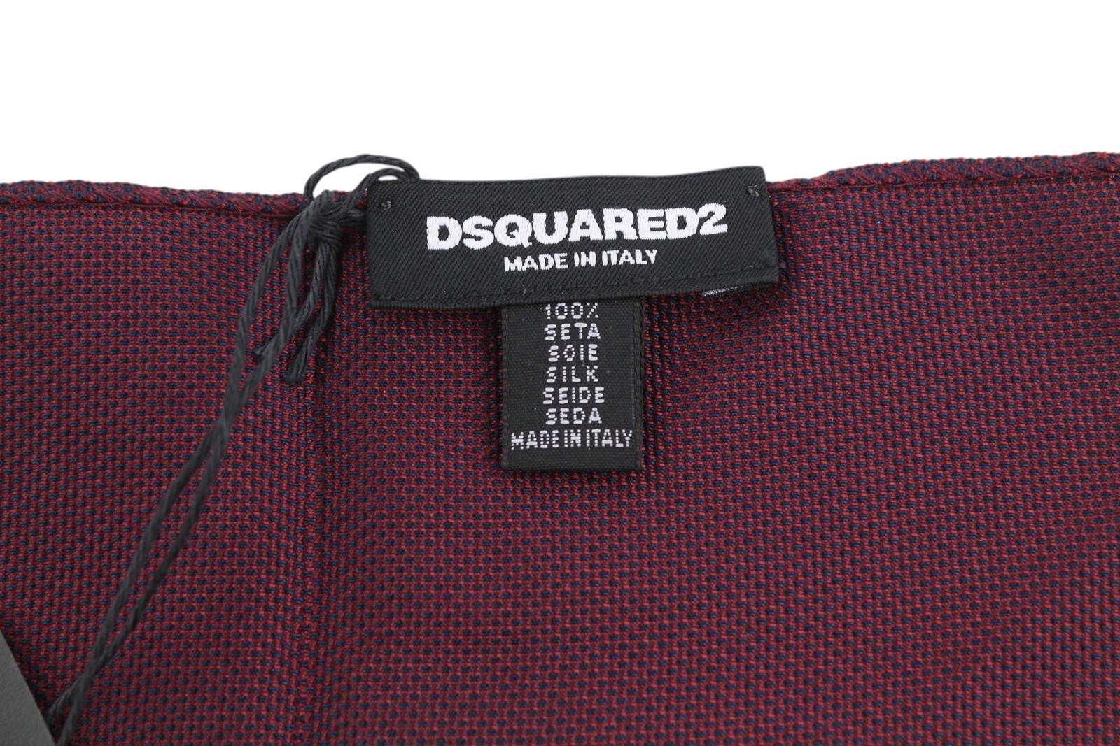 DSQUARED2 Men Handkerchief 20 x 20 CM Burgundy Silk RRP€199 Pocket Square