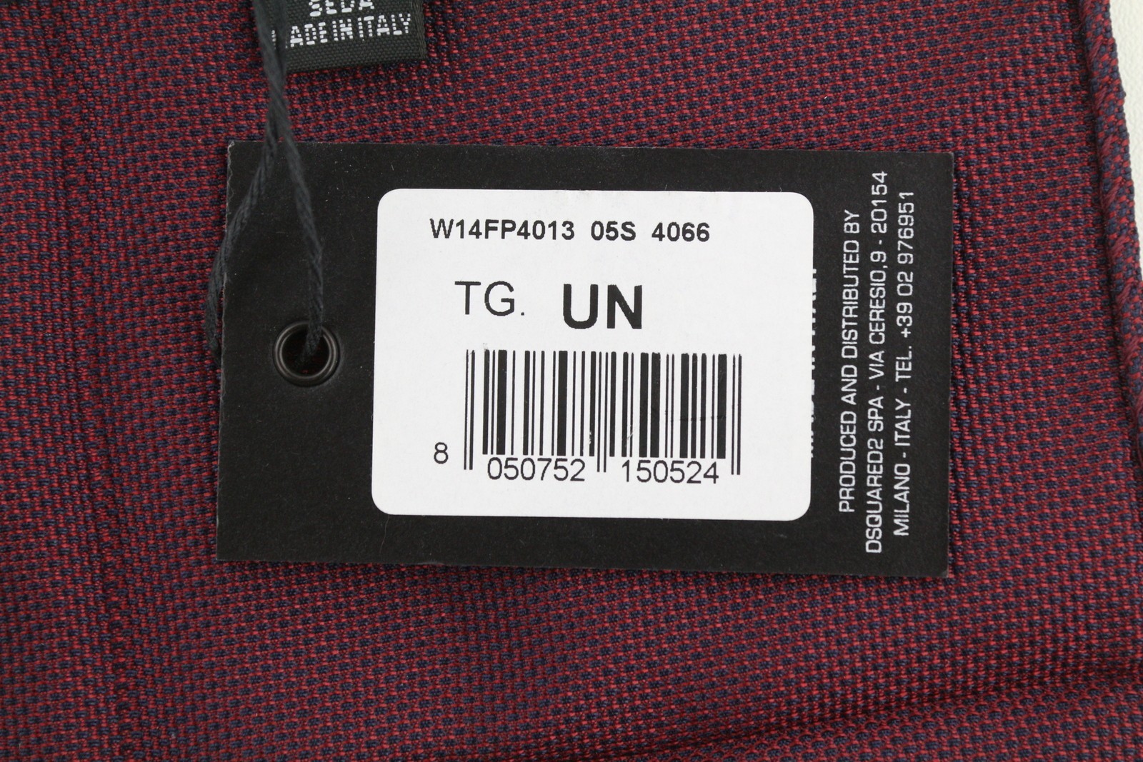 DSQUARED2 Men Handkerchief 20 x 20 CM Burgundy Silk RRP€199 Pocket Square