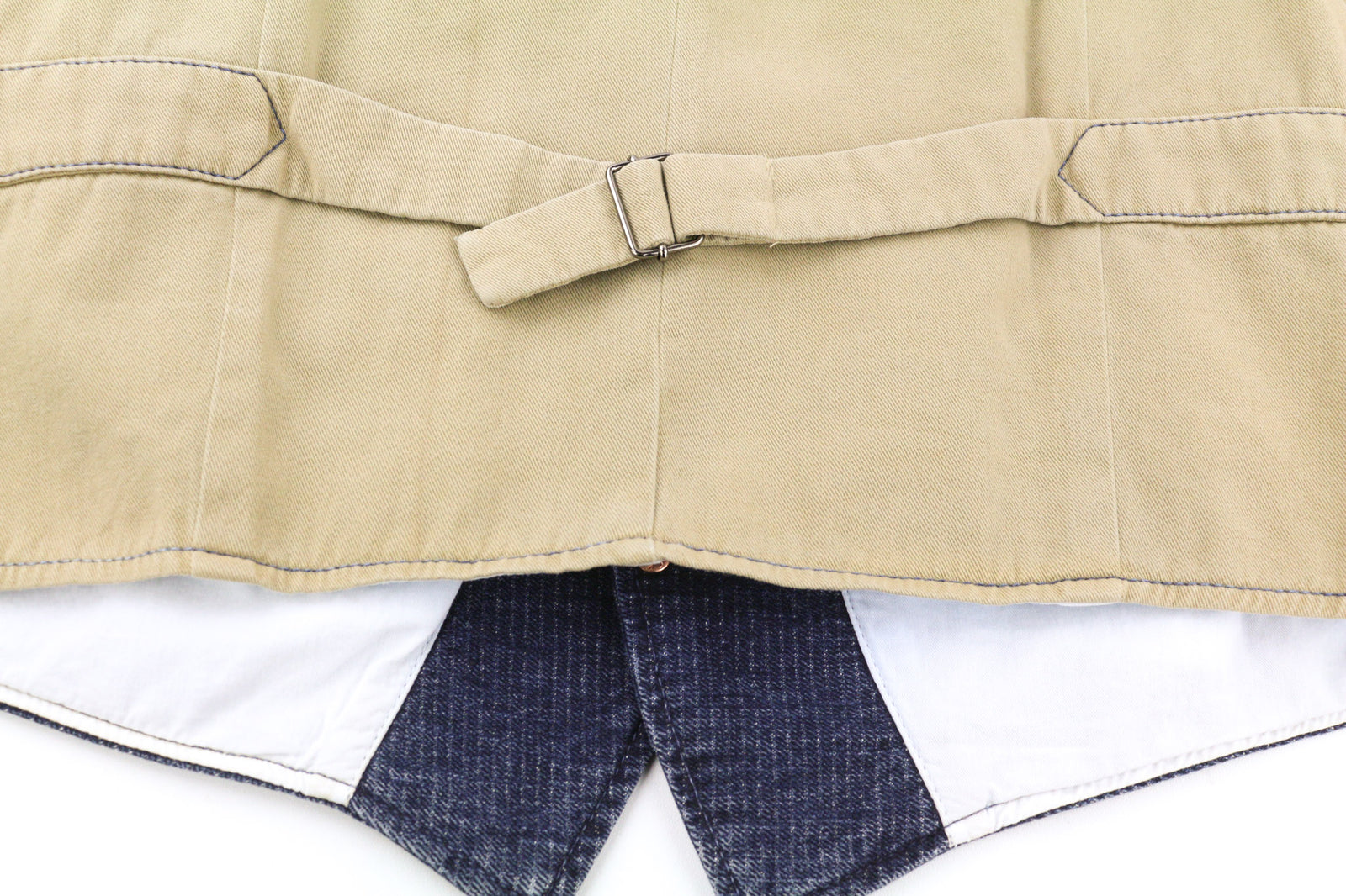 NUDIE JEANS Gustav Men Vest M Worker Stripe Denim Look Blue Buttoned Lined Logo