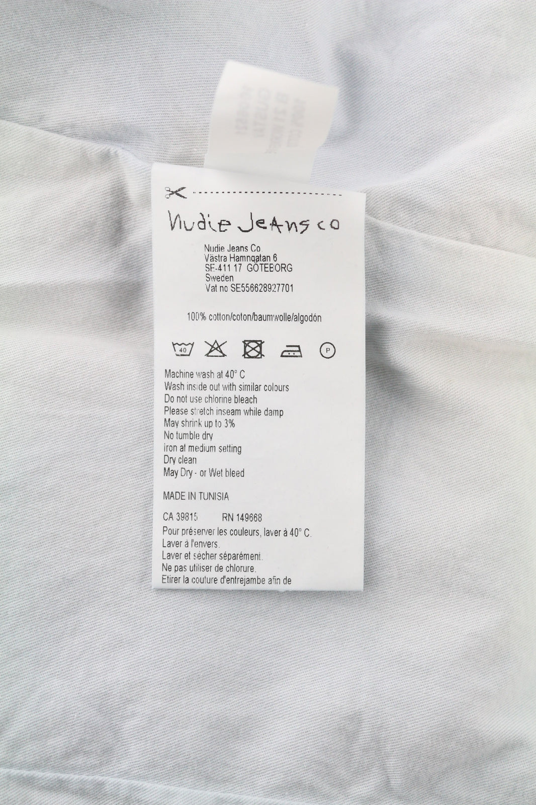 NUDIE JEANS Gustav Men Vest M Worker Stripe Denim Look Blue Buttoned Lined Logo