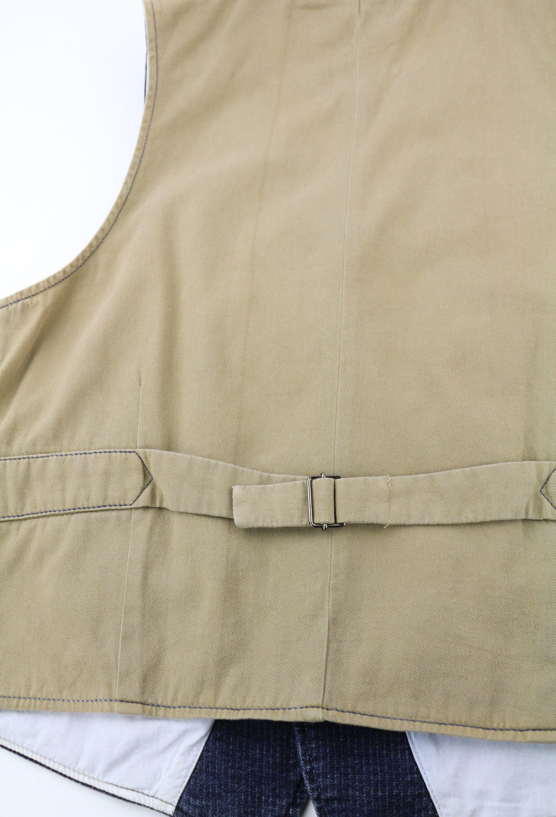 NUDIE JEANS Gustav Men Vest M Worker Stripe Denim Look Blue Buttoned Lined Logo