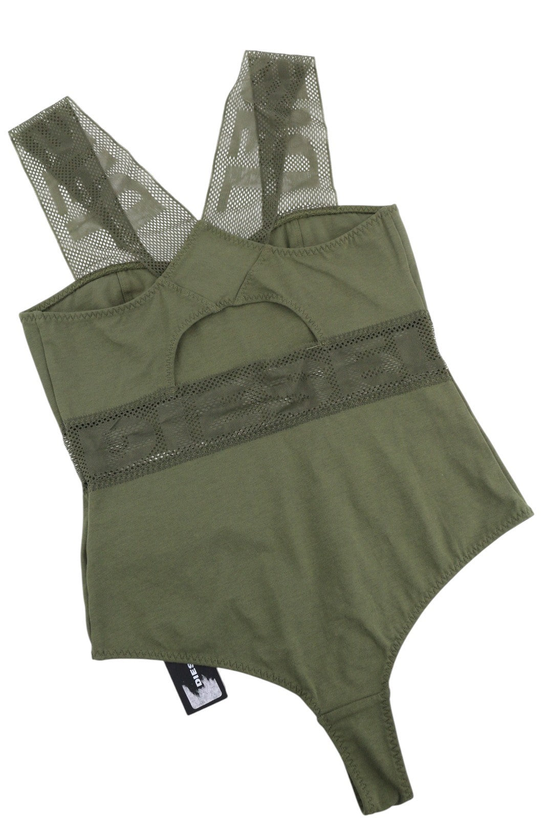 DIESEL Ufby-Bodymesh Uw Women Bodysuit S Khaki Sleeveless V-Neck All Seasons