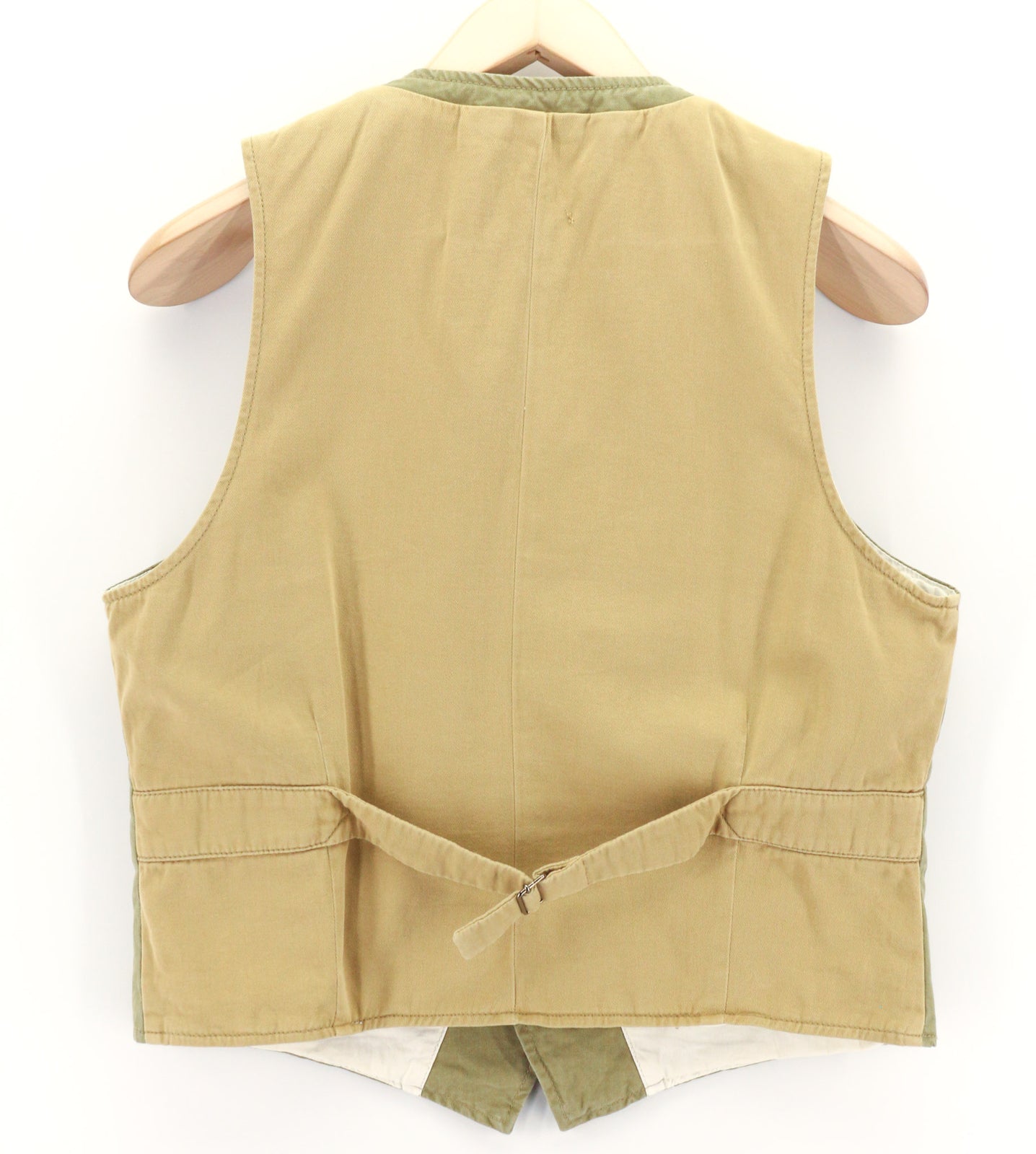 NUDIE JEANS Gustav Men Vest M Beech Green Organic Buttoned Pockets Lined Thin