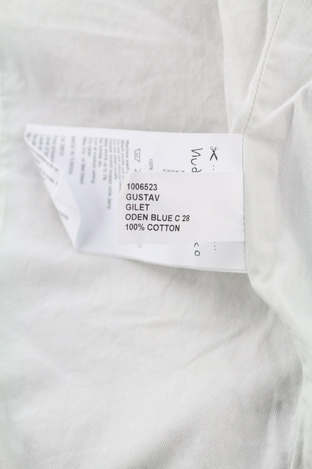 NUDIE JEANS Gustav Men Vest M Oden Blue Organic Buttoned Pockets Lined Thin