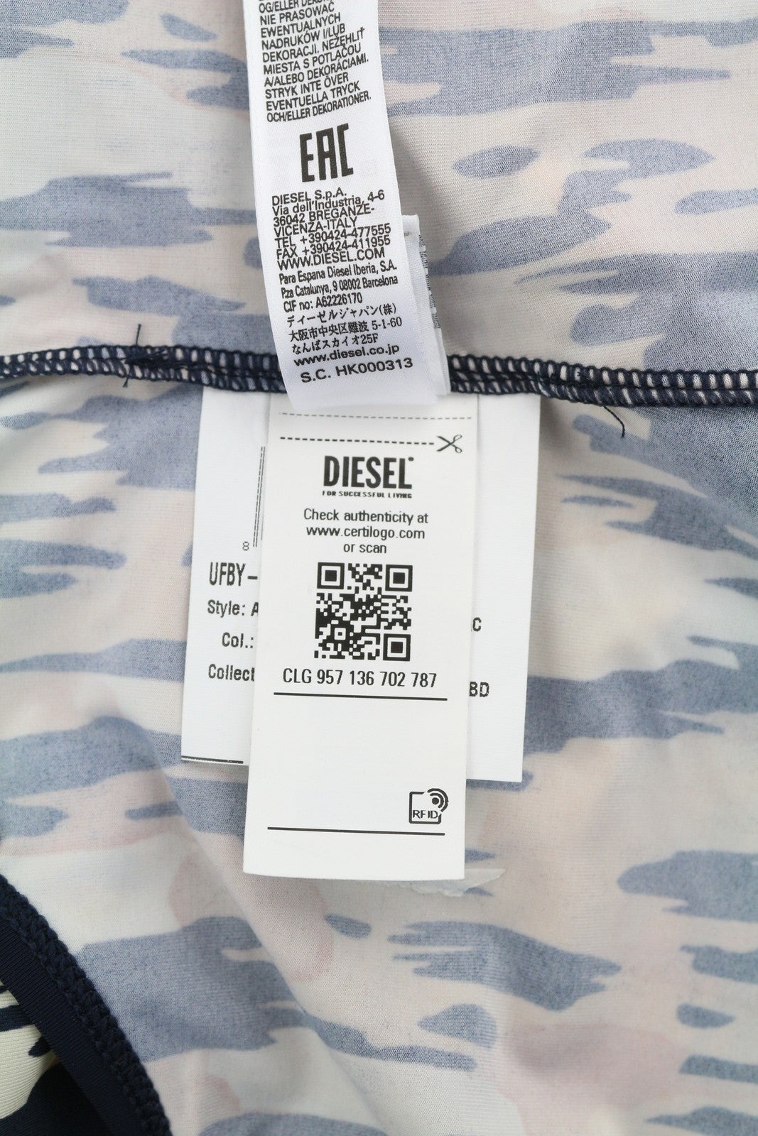 DIESEL Ufby-Kamhalas UW Body Women Bodysuit S Patterned Sleeveless Stretchy Logo