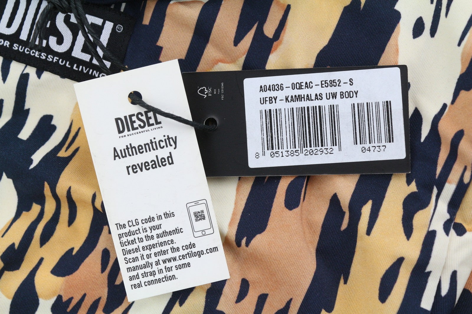 DIESEL Ufby-Kamhalas UW Body Women Bodysuit S Patterned Sleeveless Stretchy Logo