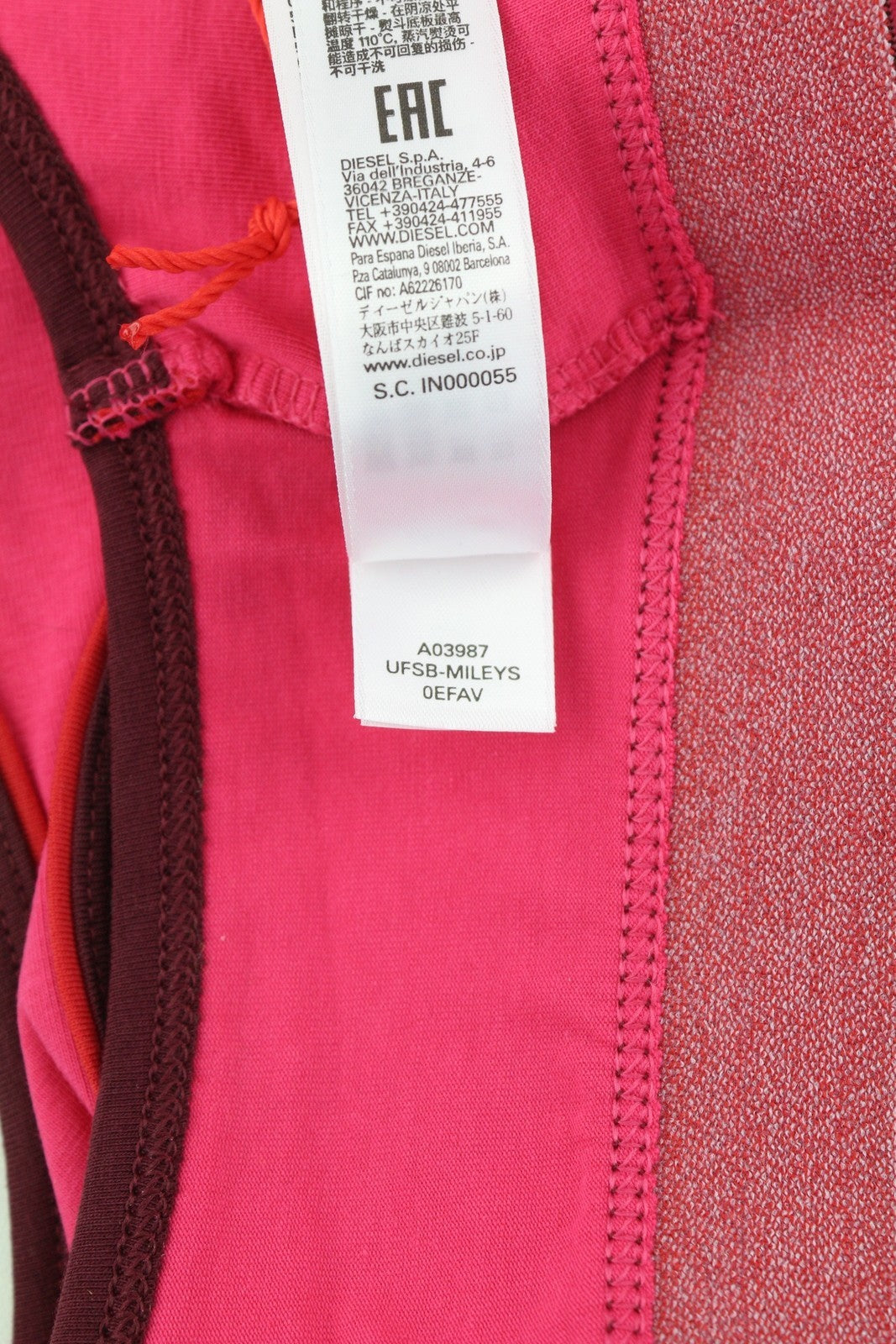 DIESEL Ufsb-Mileys Women Sports Bra M Pink Sleeveless Round Neck Stretchy Logo