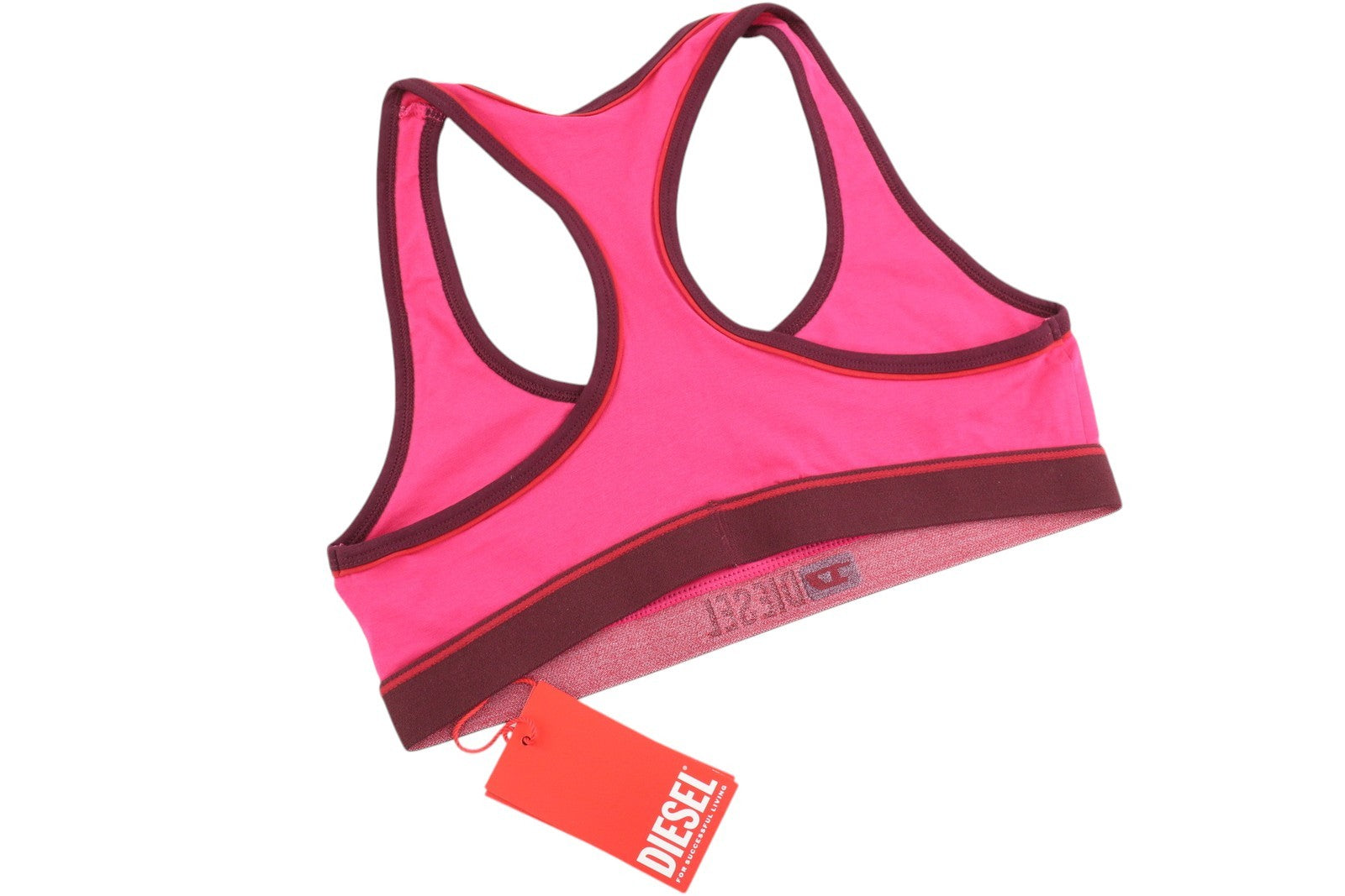 DIESEL Ufsb-Mileys Women Sports Bra M Pink Sleeveless Round Neck Stretchy Logo