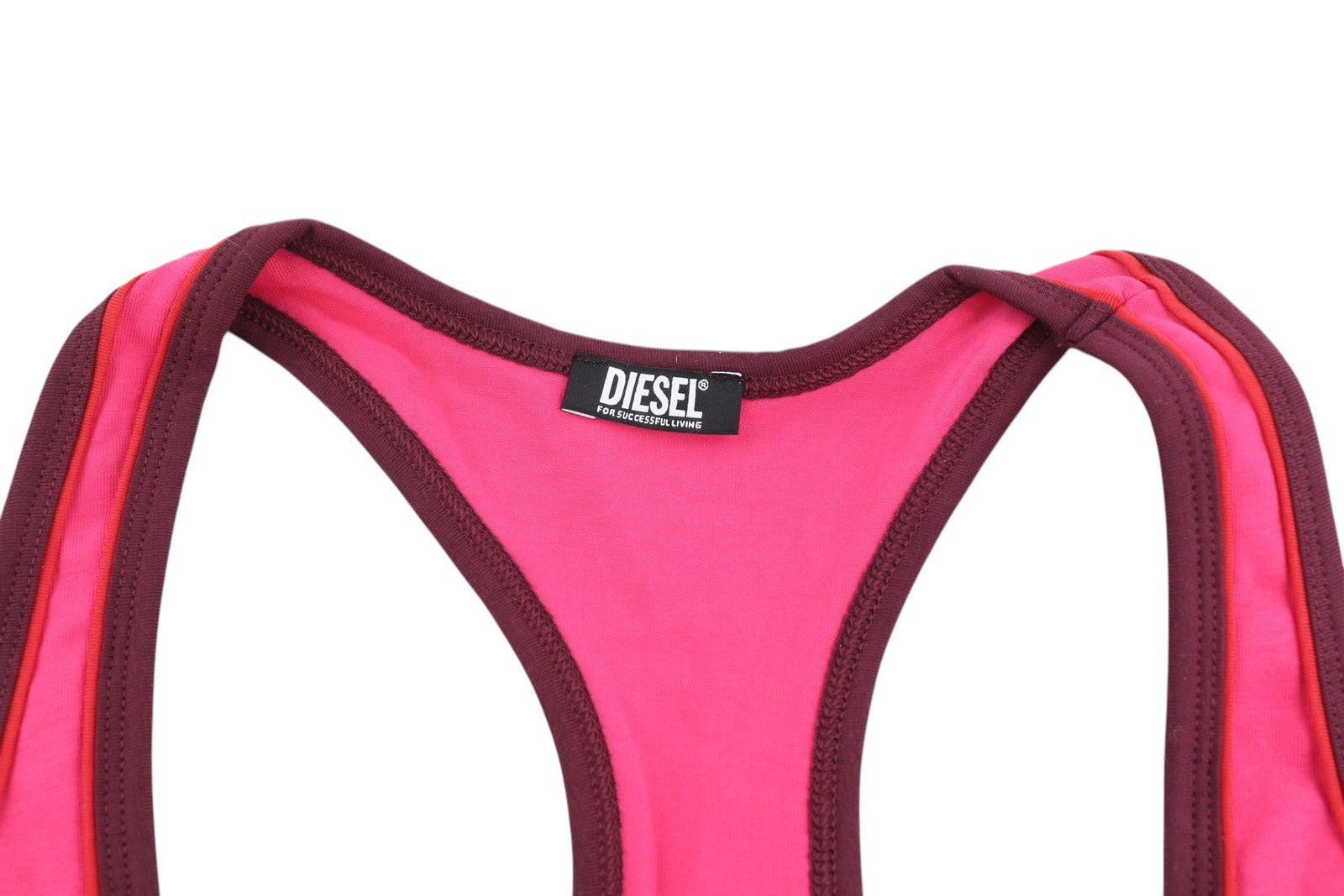 DIESEL Ufsb-Mileys Women Sports Bra M Pink Sleeveless Round Neck Stretchy Logo