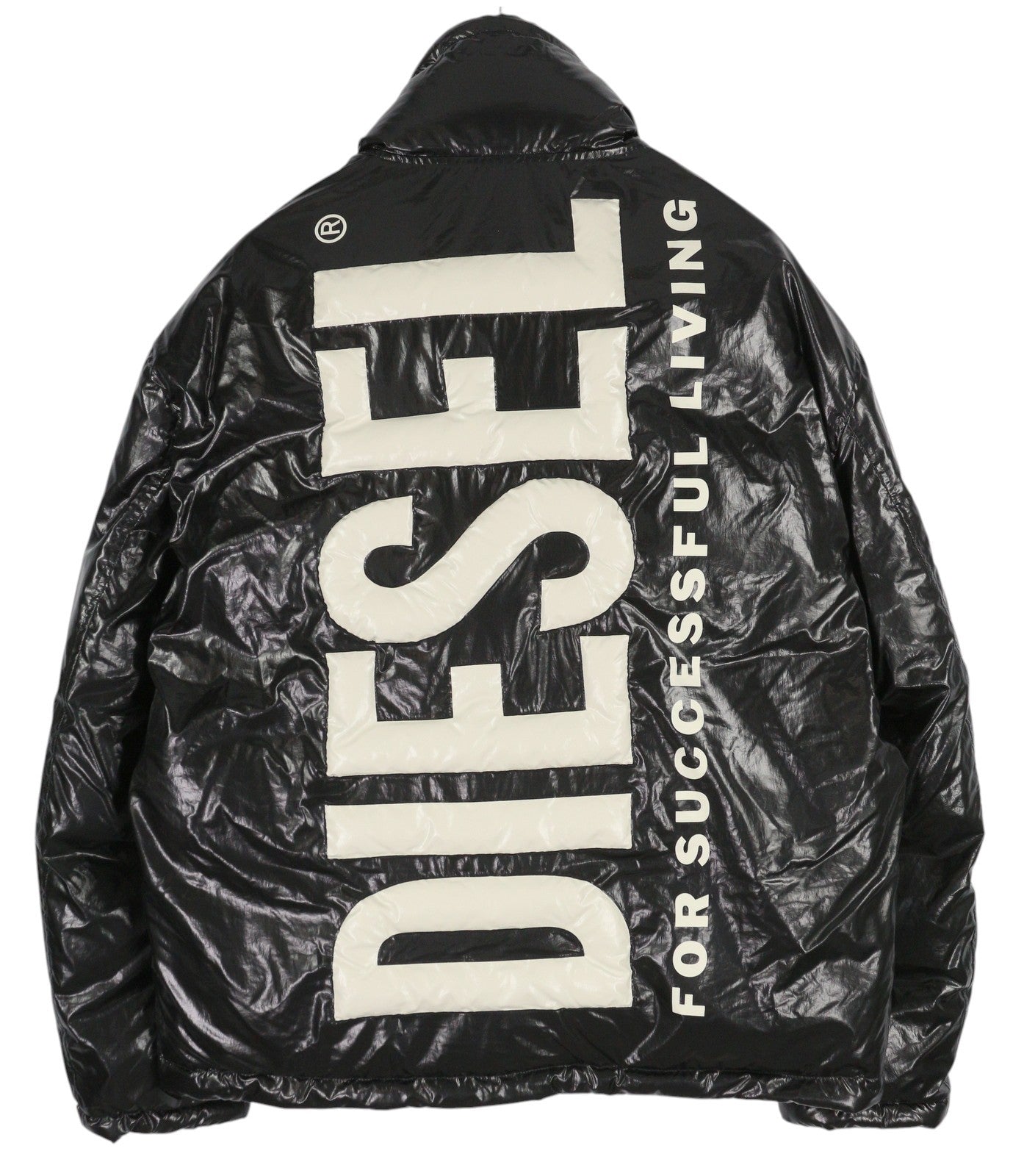 DIESEL W-Jupiter Men Jacket L Black Reversible Shiny Look Logo Insulated RRP€495
