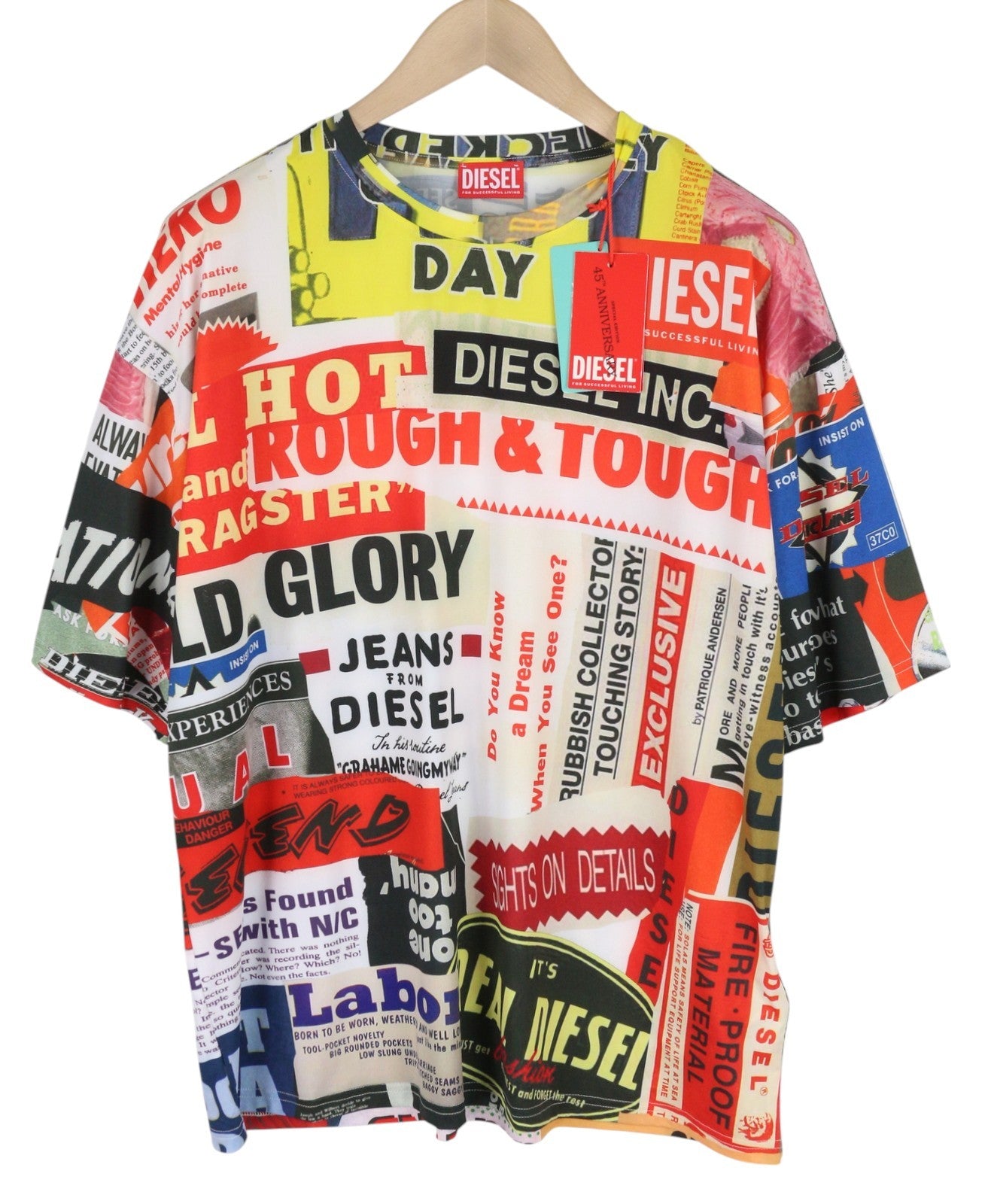 DIESEL Ann45-T-Boxt Men T-Shirt L RRP€125 Colourful Patterned Crew Neck